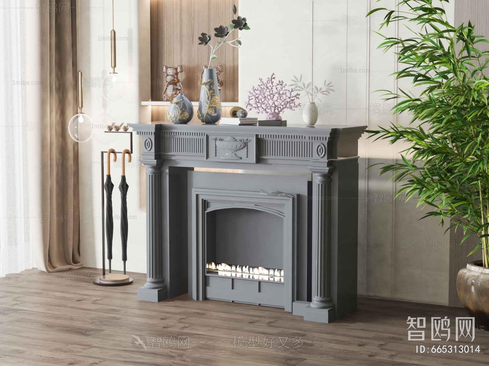 Simple European Style Fireplace