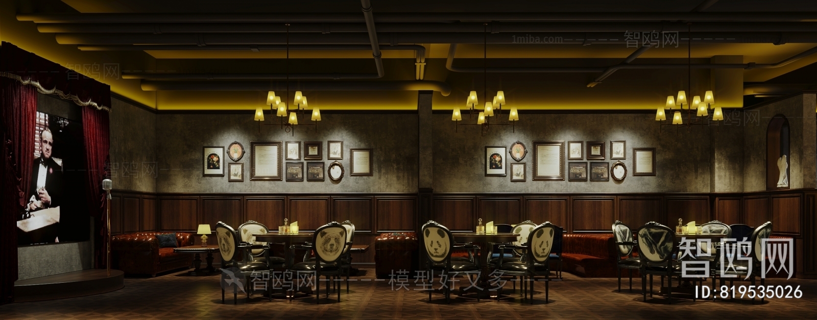 美式酒吧3D模型下载