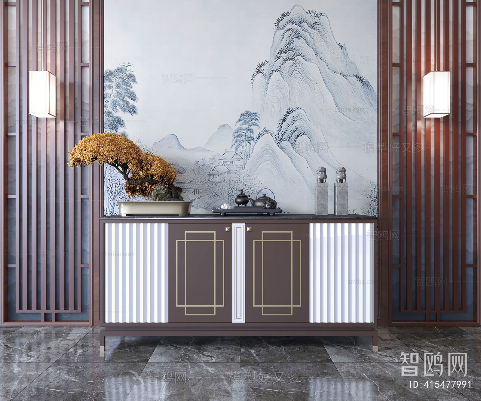 New Chinese Style Entrance Cabinet