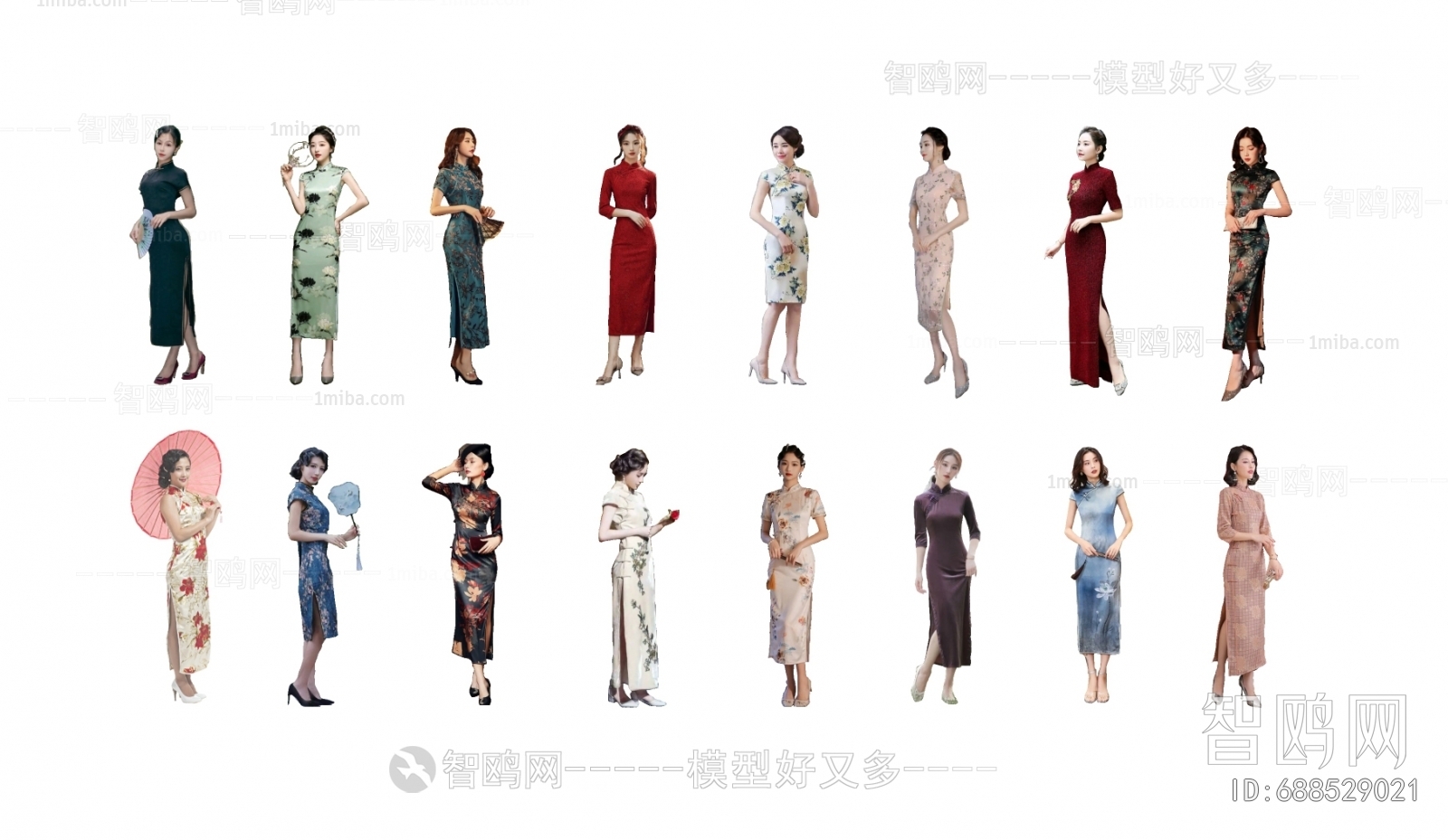 新中式古风旗袍美女女人
