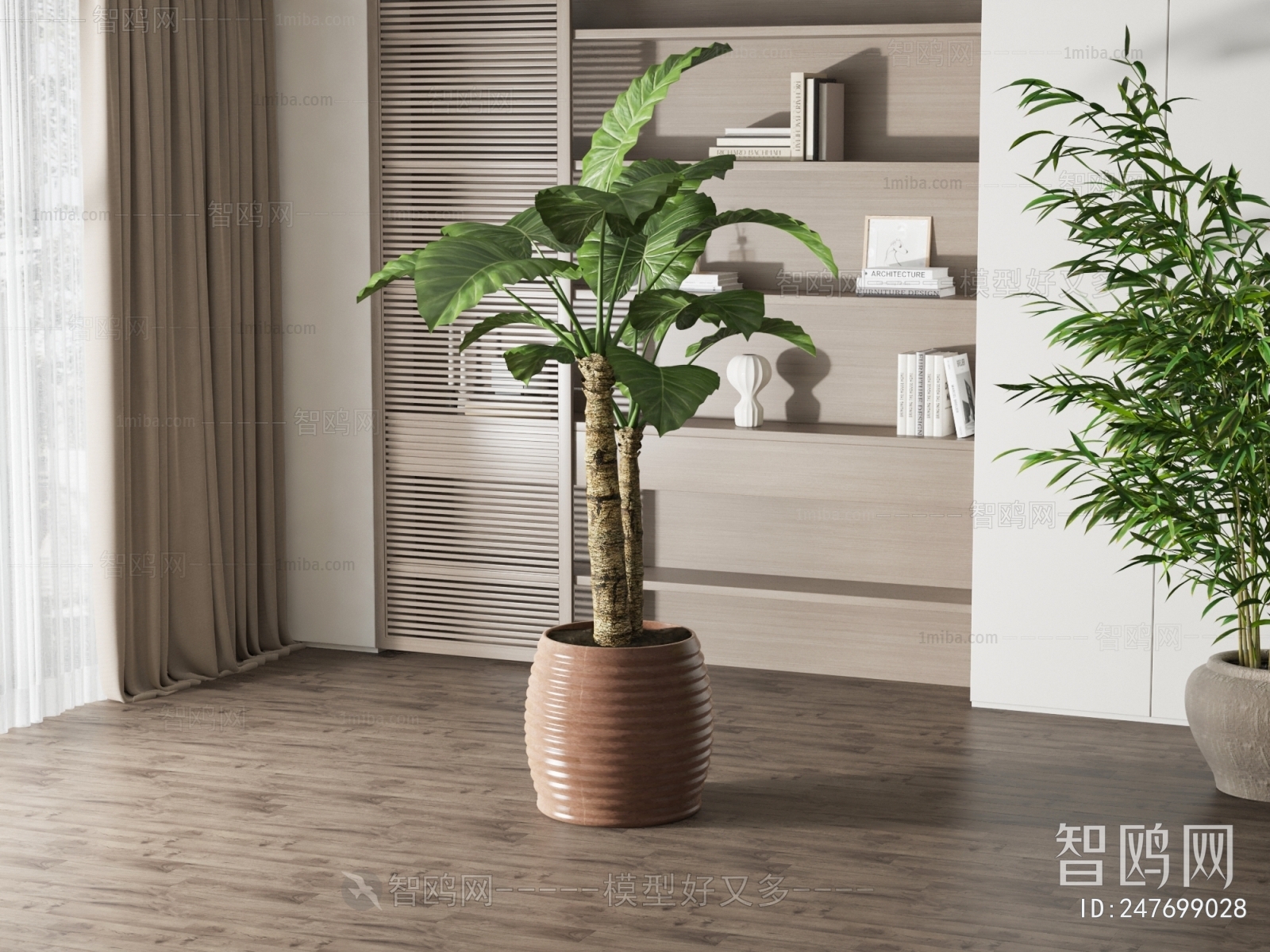 Modern Potted Green Plant