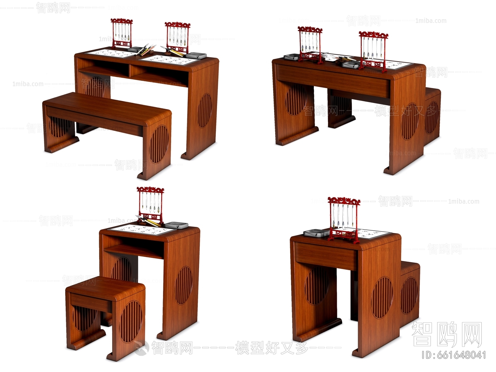 新中式书法桌椅组合