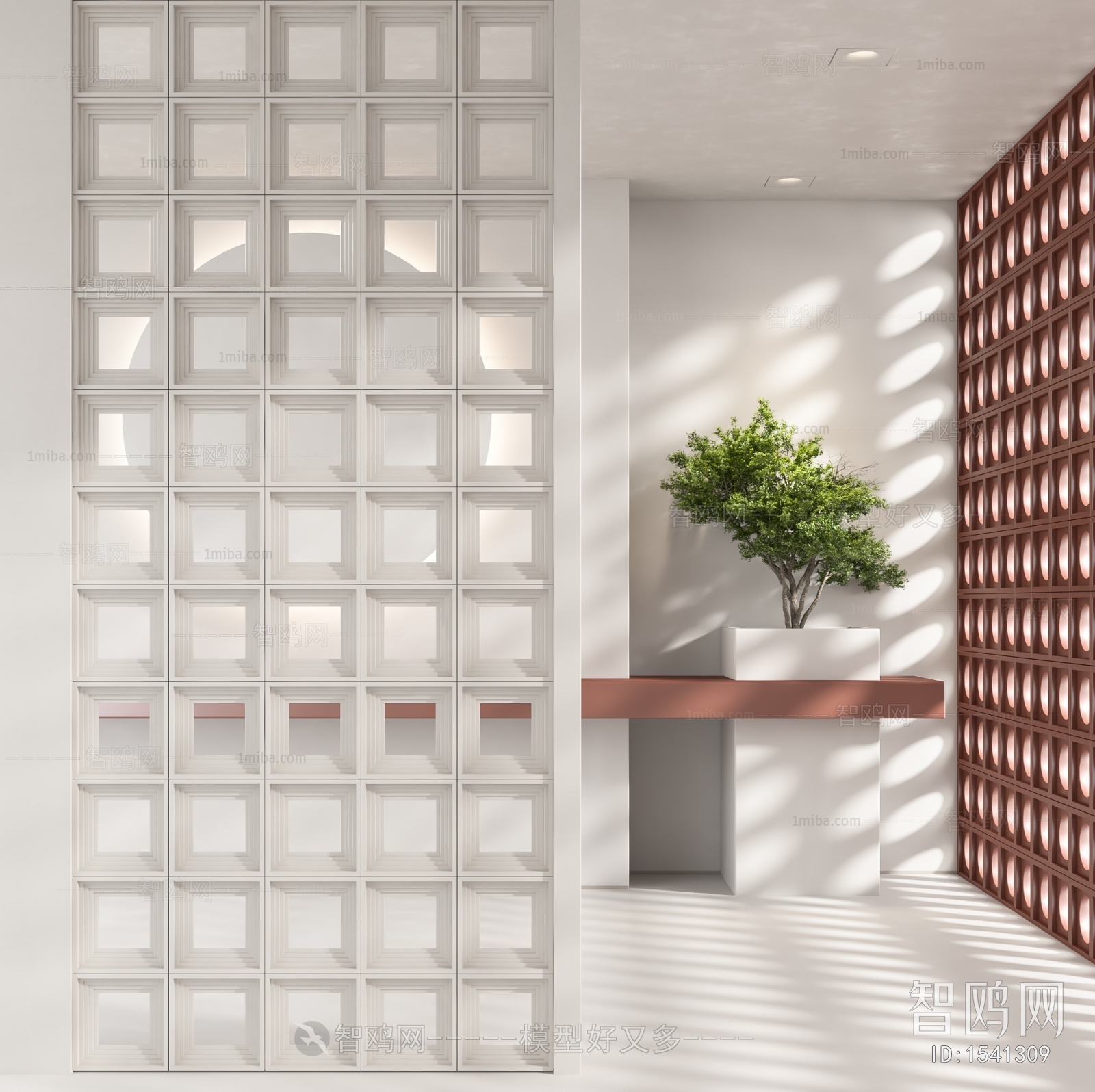 Wabi-sabi Style Cement Brick Screen Partition