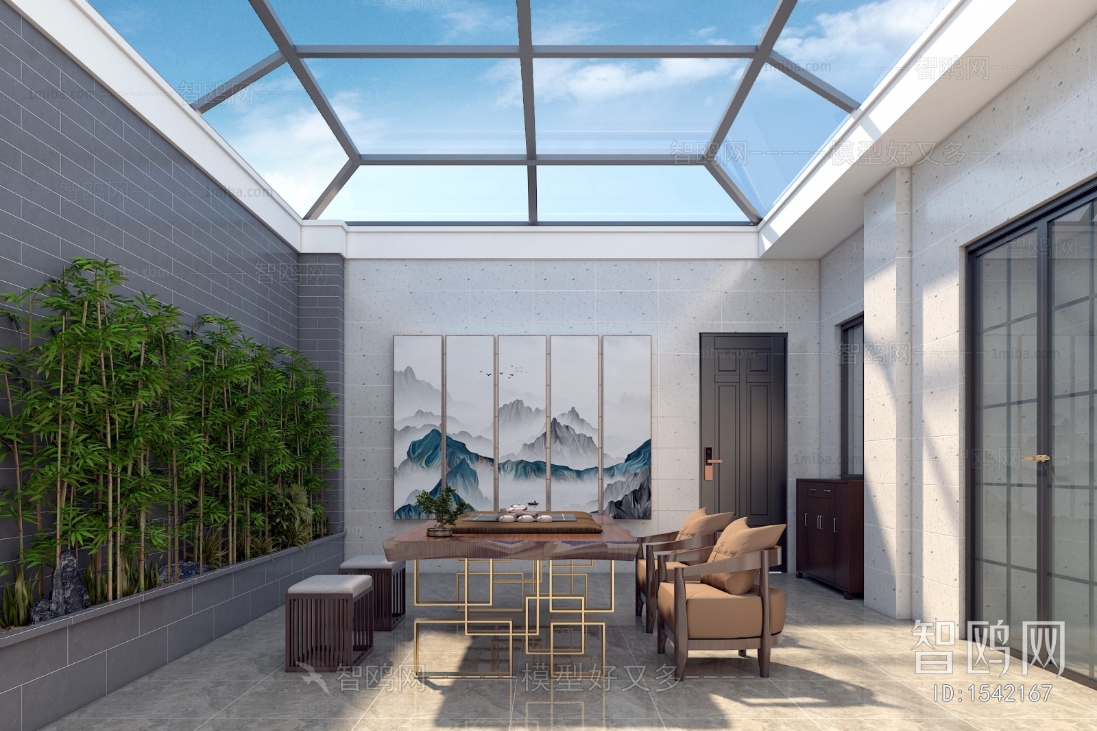 New Chinese Style Glass Sun Room