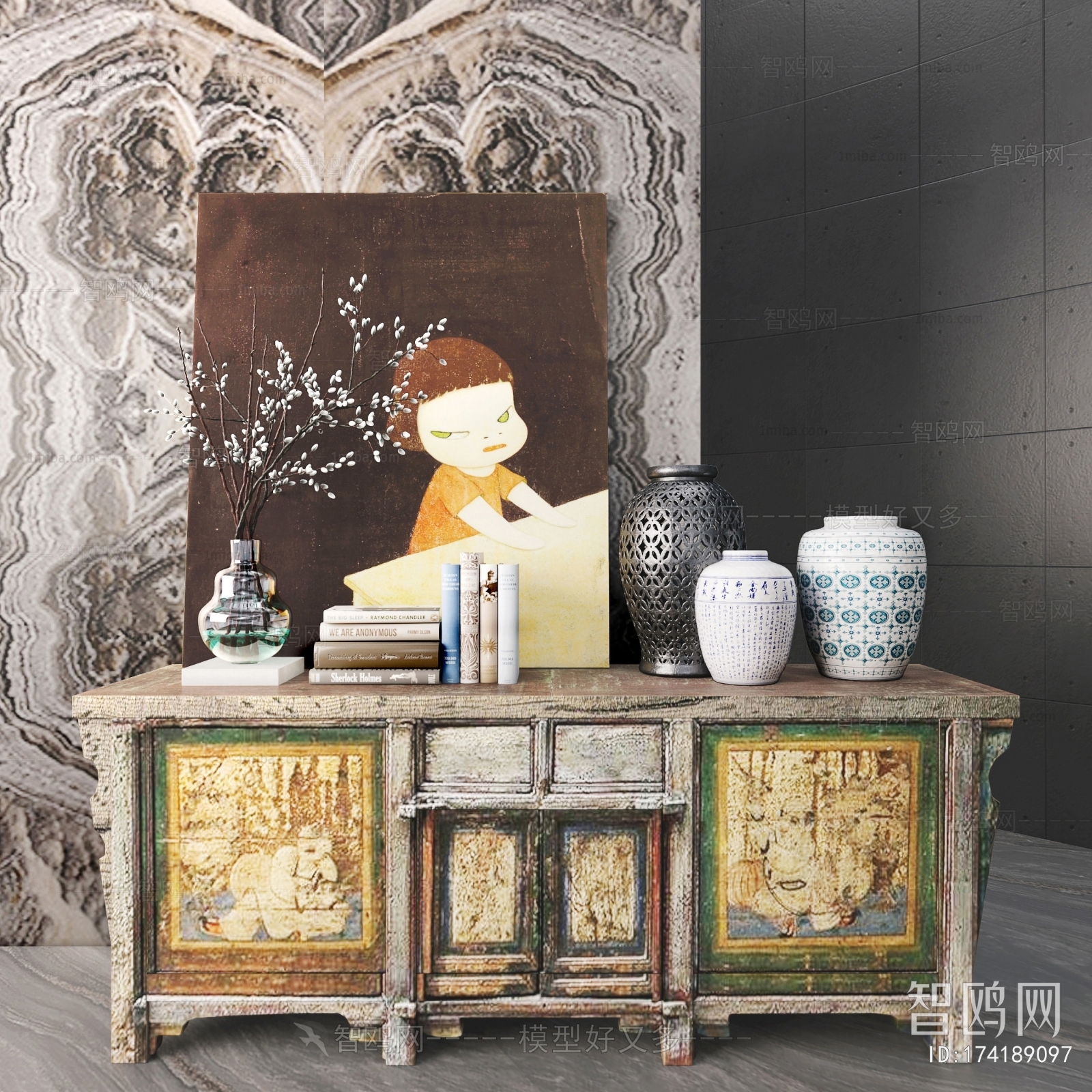 Chinese Style Retro Style Sideboard