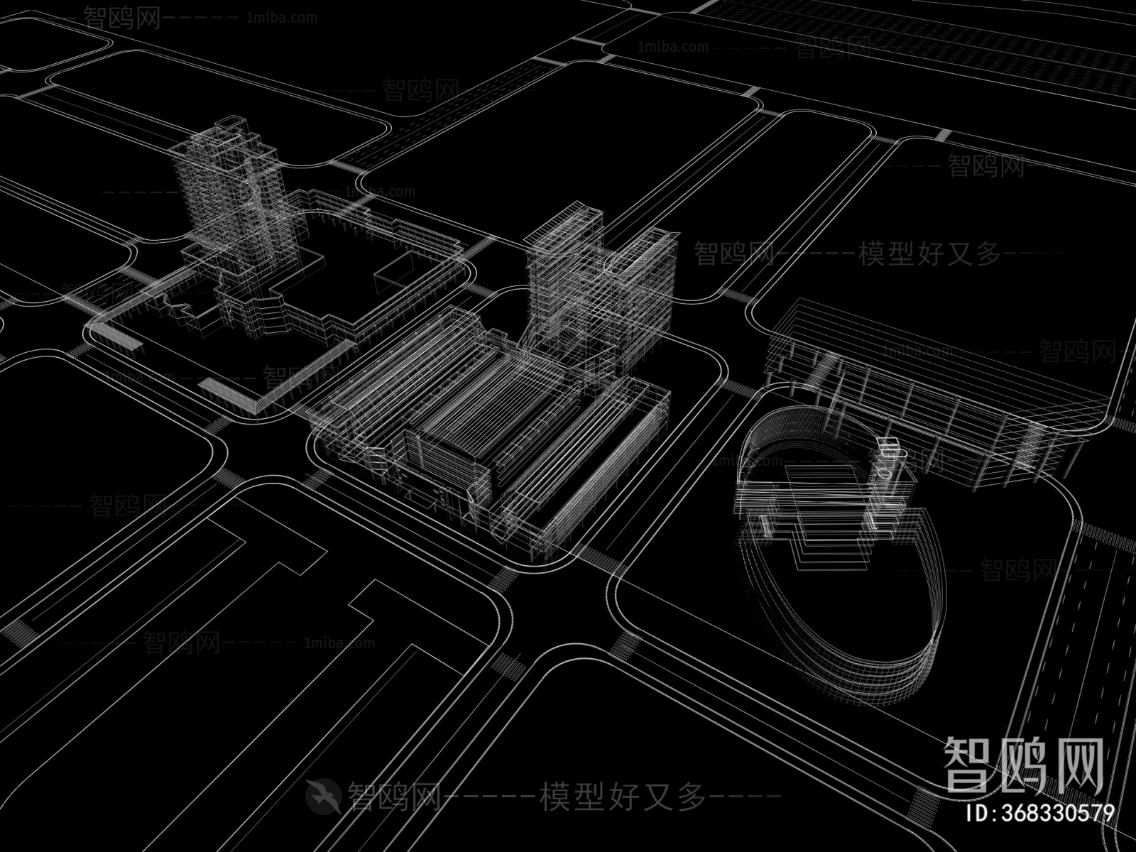 Simple European Style Architectural Bird's-eye View Planning