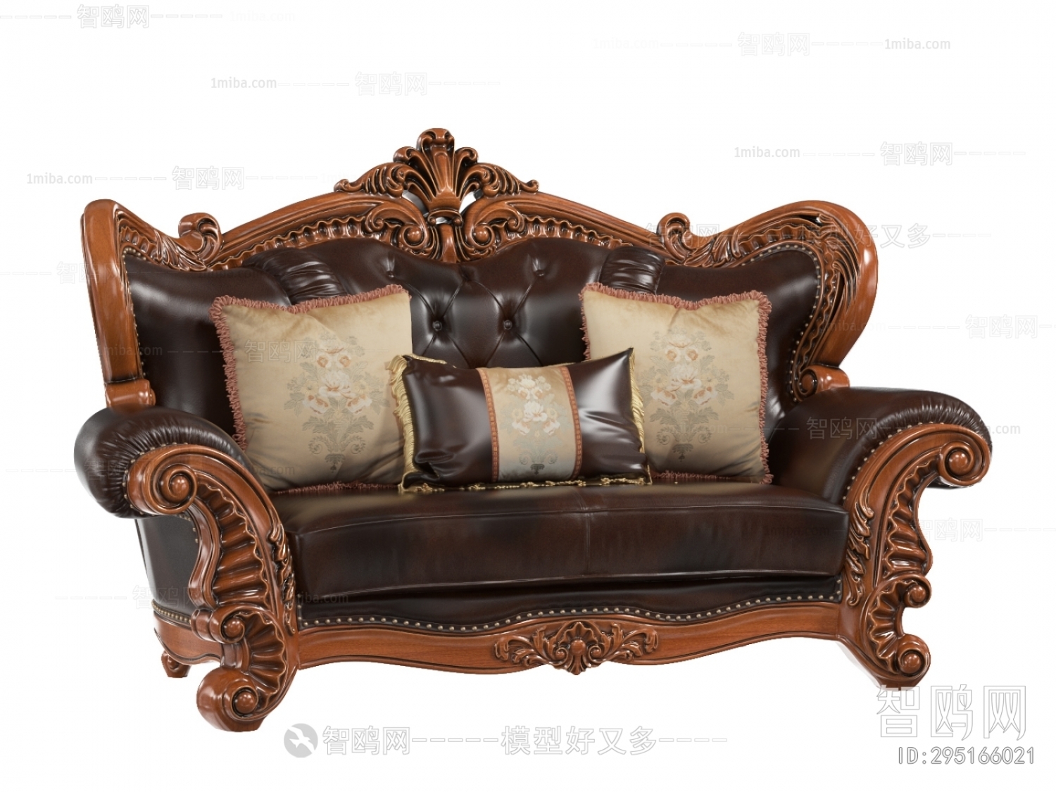 欧式古典皮革双人沙发
