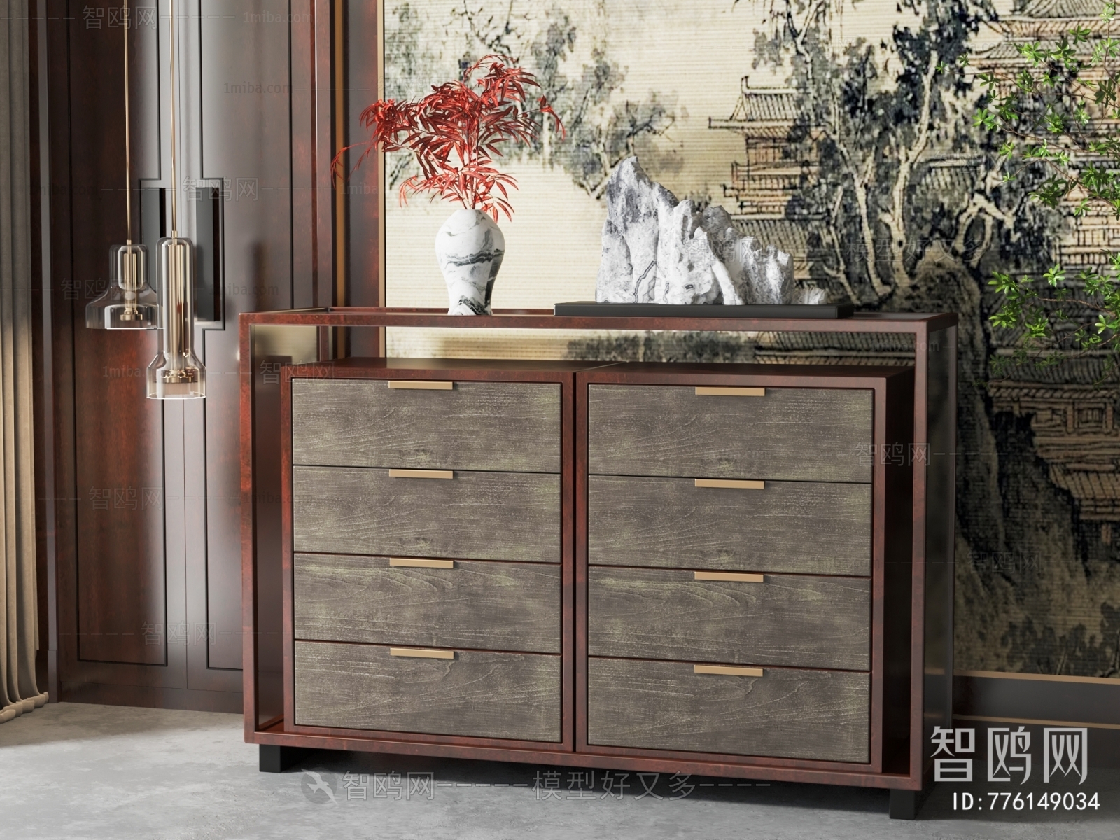 New Chinese Style Entrance Cabinet