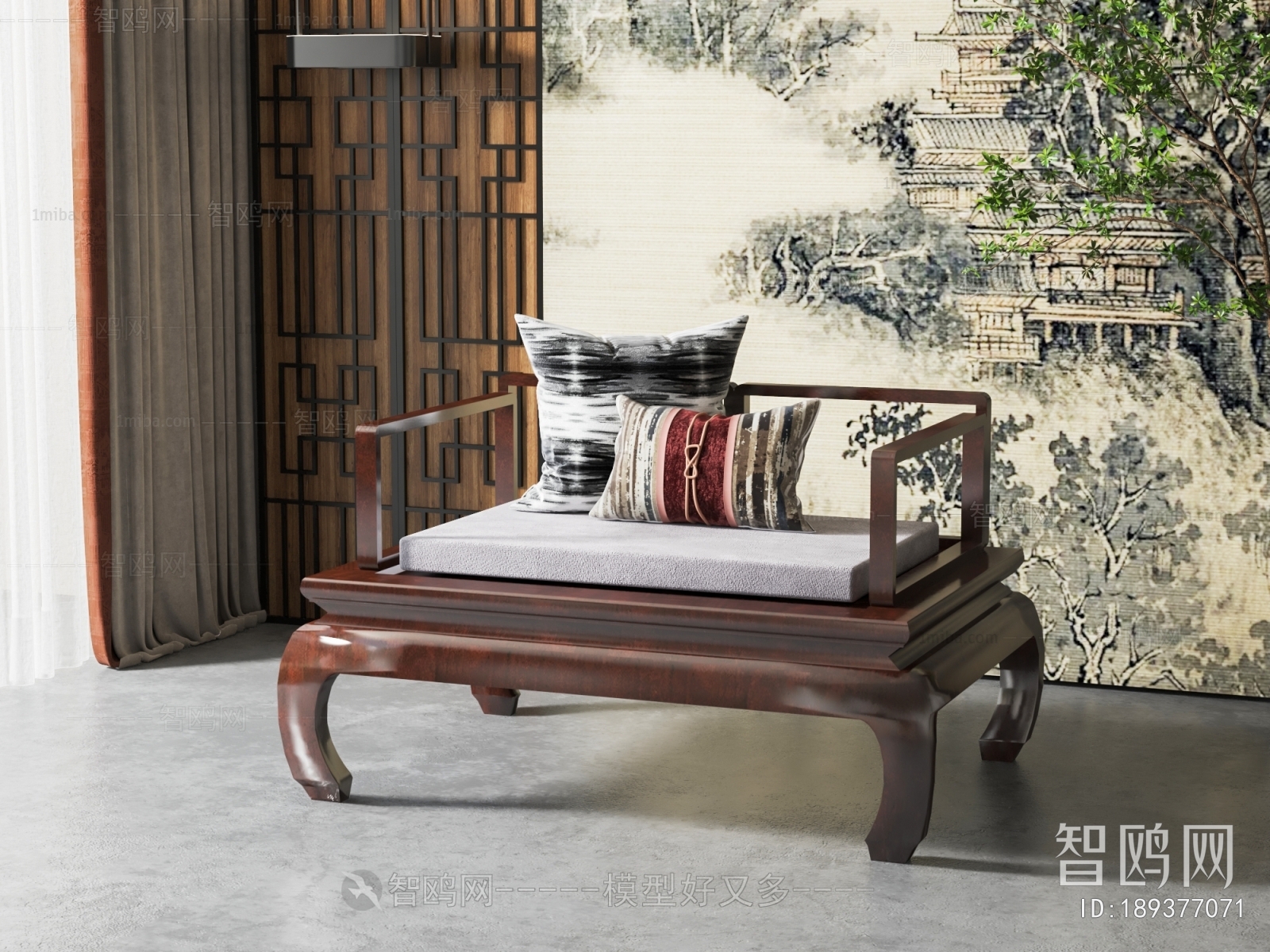 New Chinese Style Single Sofa