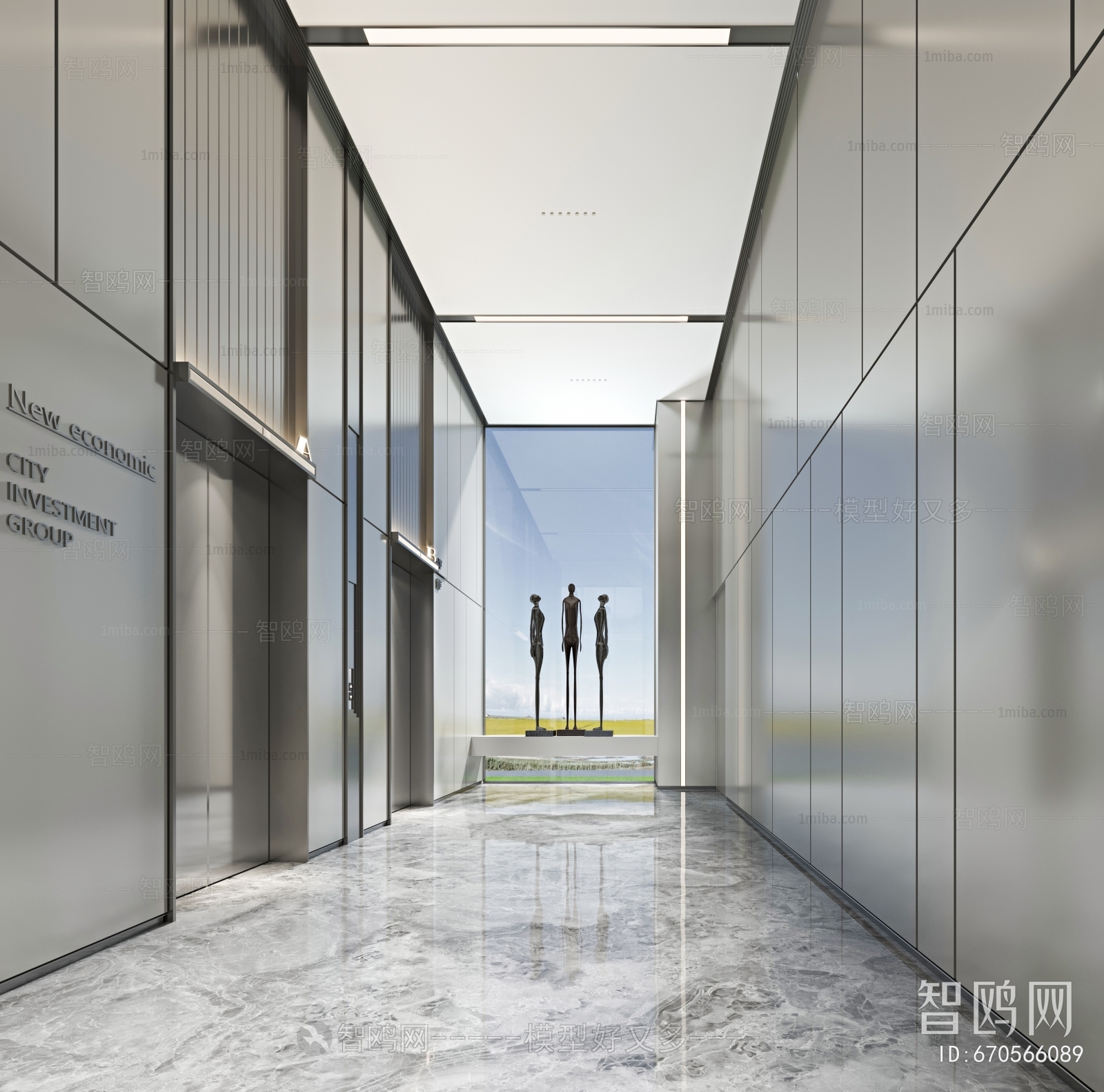 Modern Office Elevator Hall