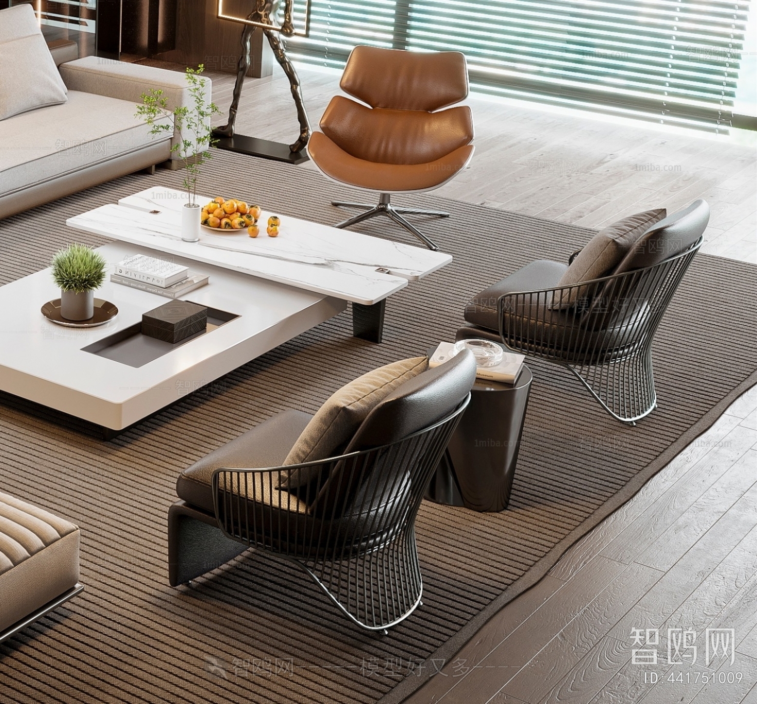 米洛提Minotti现代沙发茶几组合3D模型下载