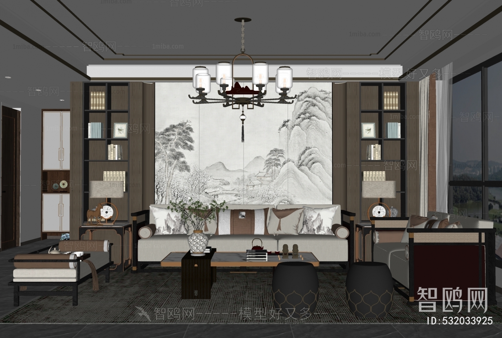 New Chinese Style A Living Room