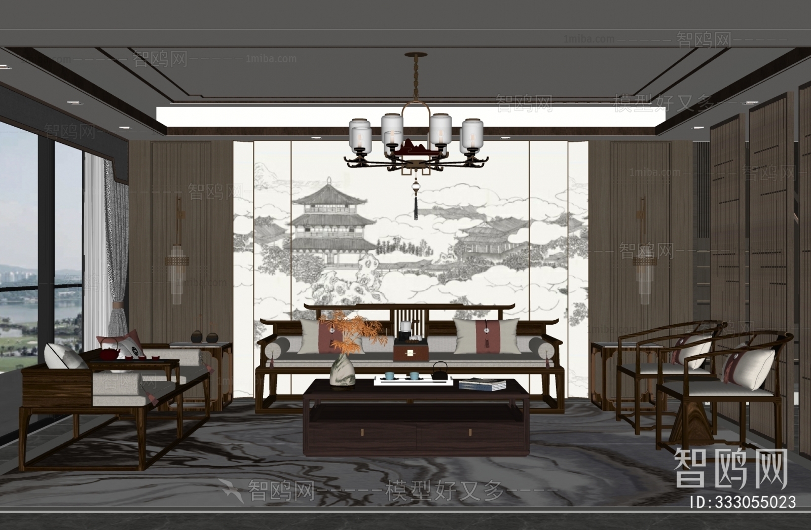 New Chinese Style A Living Room