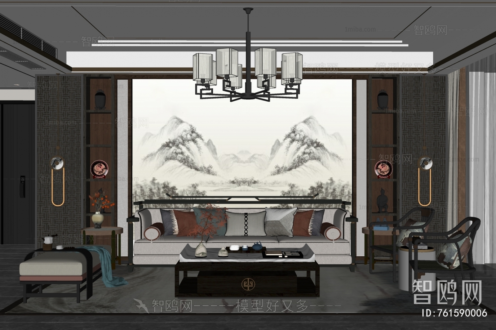 New Chinese Style A Living Room