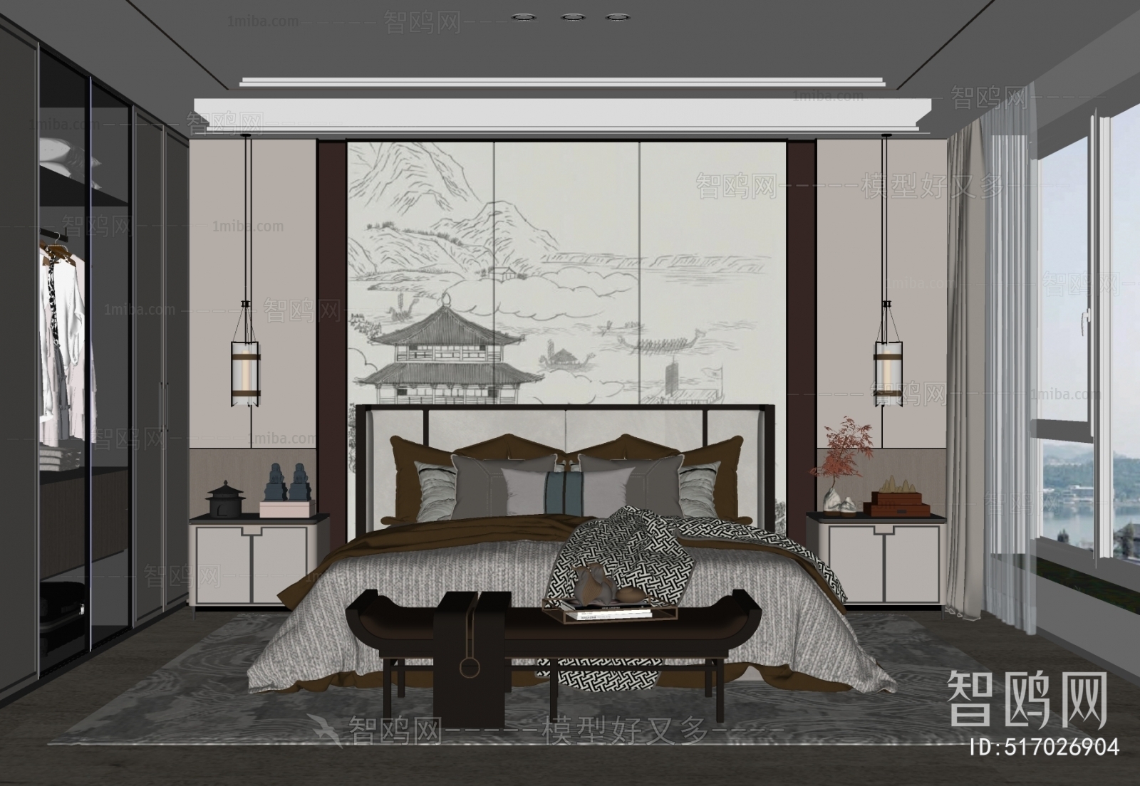 New Chinese Style Bedroom