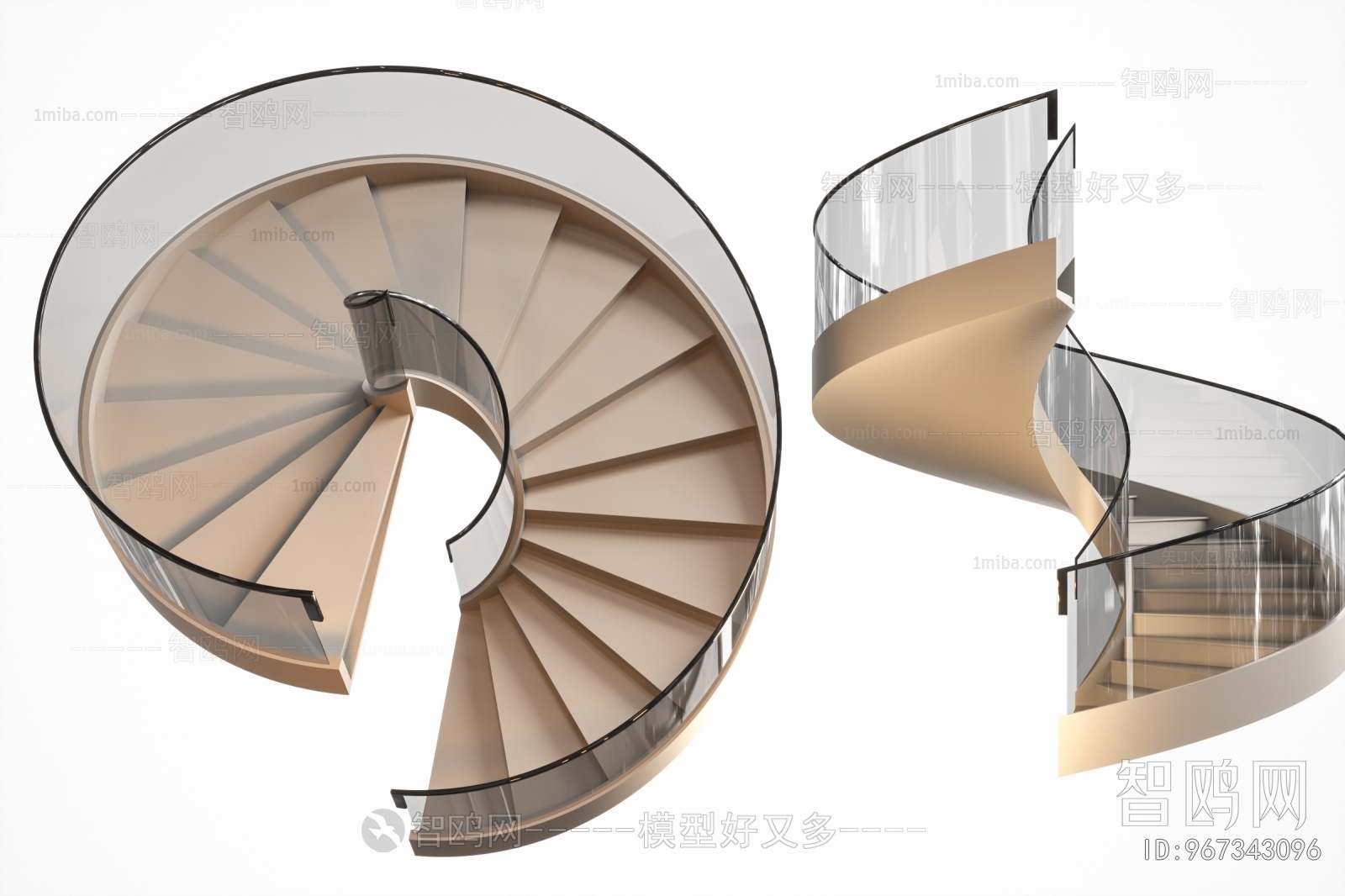 现代旋转楼梯3D模型下载