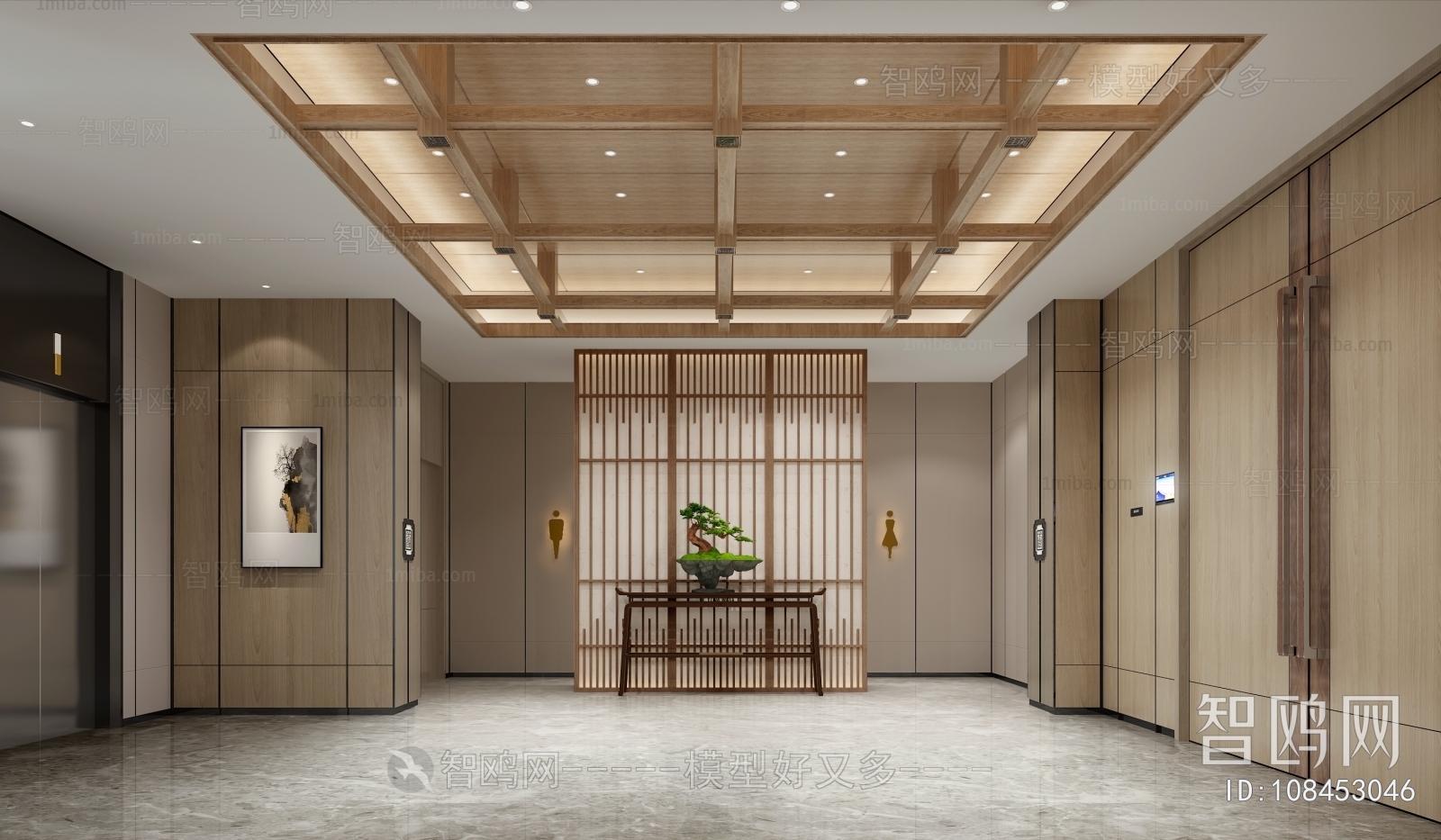 New Chinese Style Corridor Elevator Hall