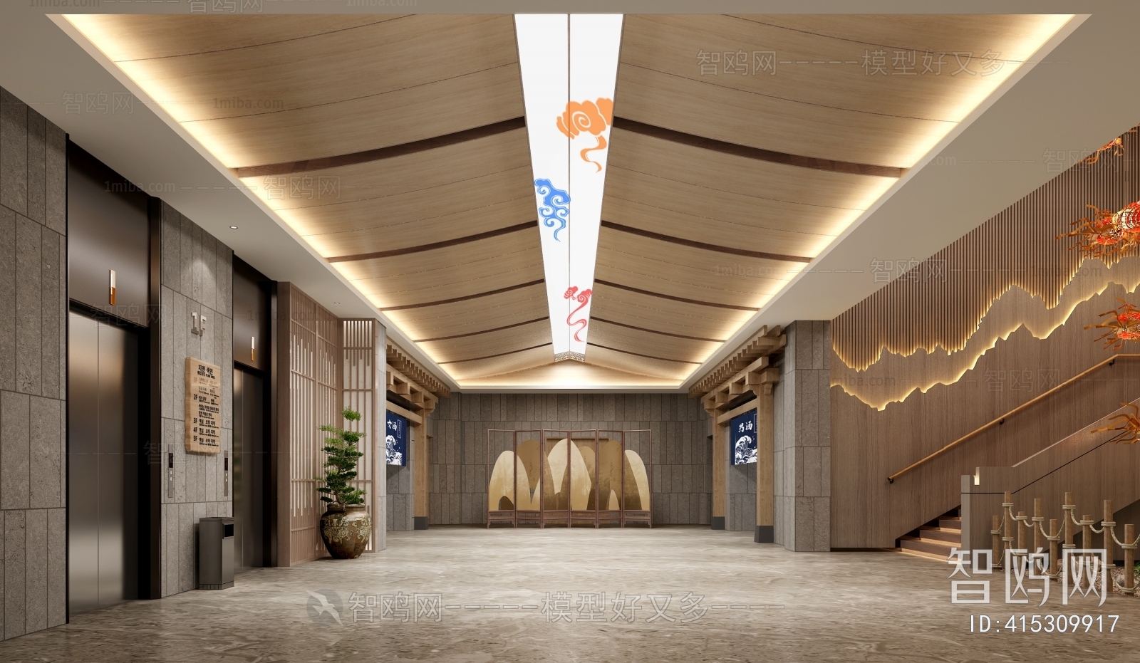 New Chinese Style Elevator Hall