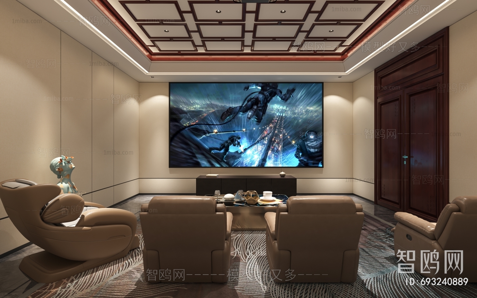 New Chinese Style Audiovisual Room