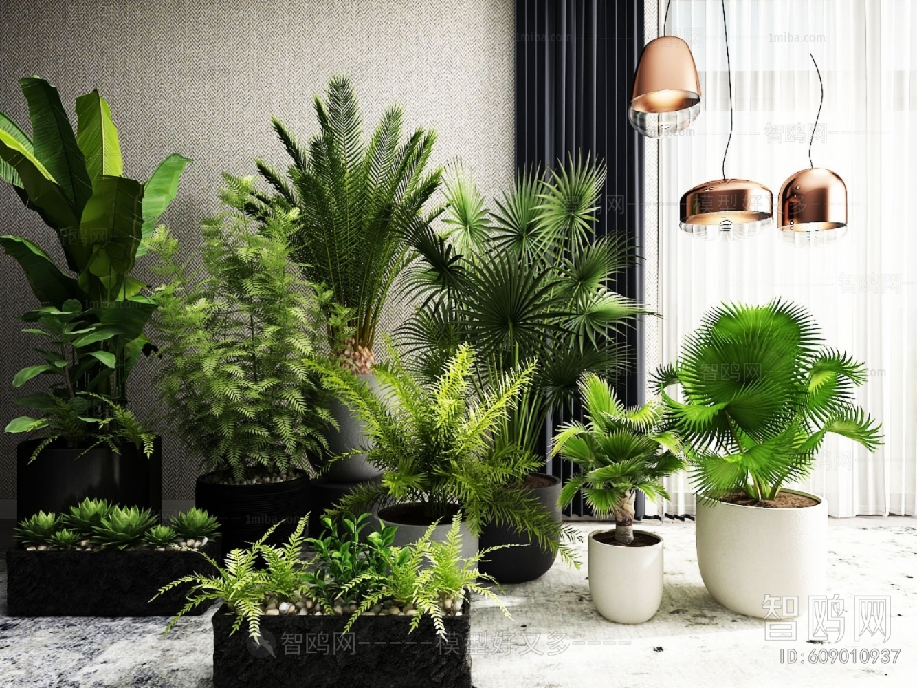 Modern Potted Green Plant