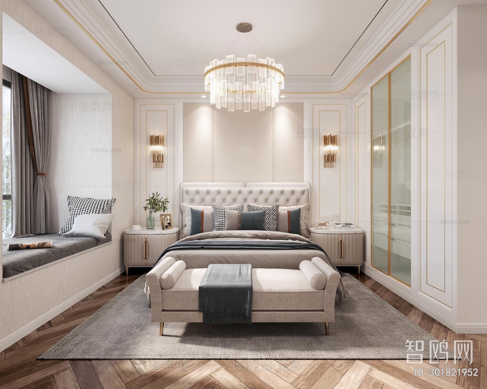 Simple European Style Bedroom