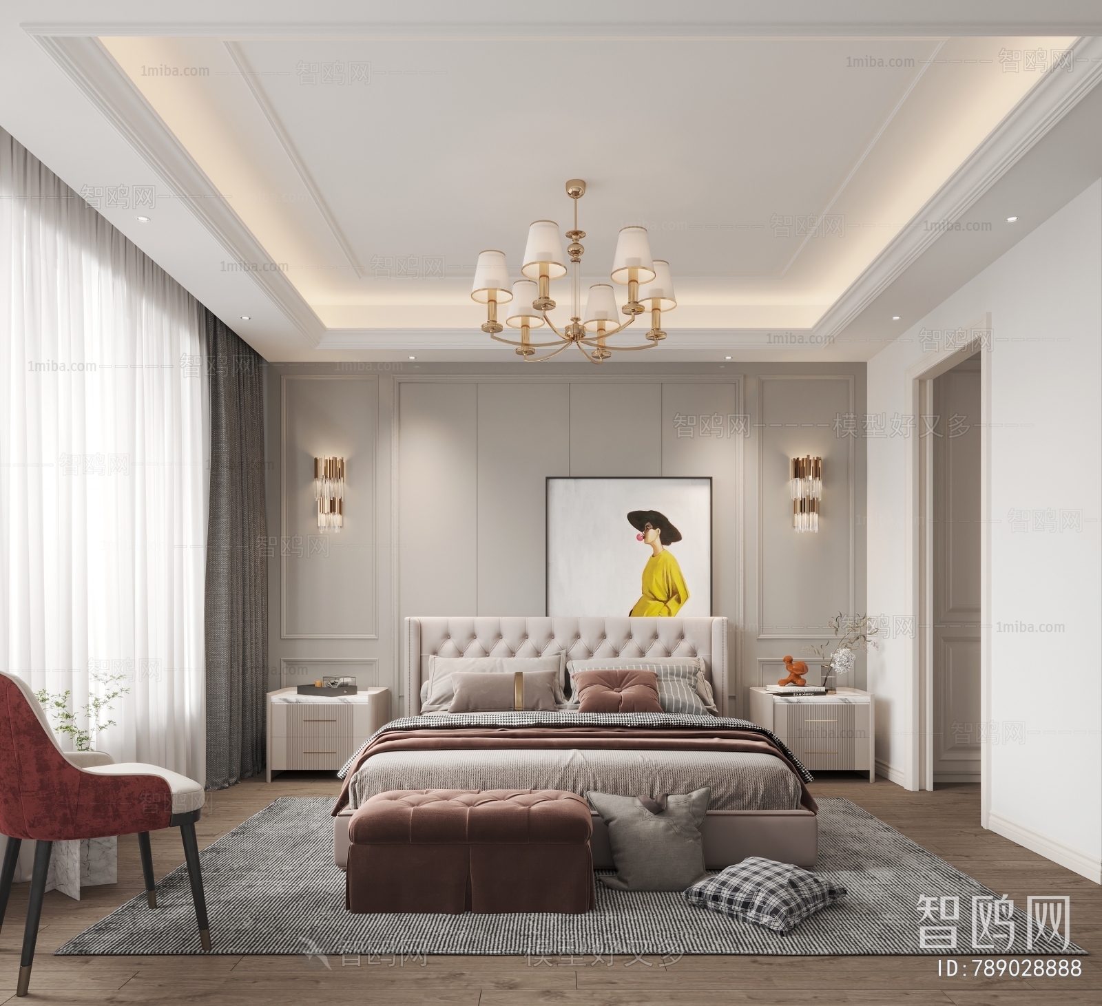 Simple European Style Bedroom