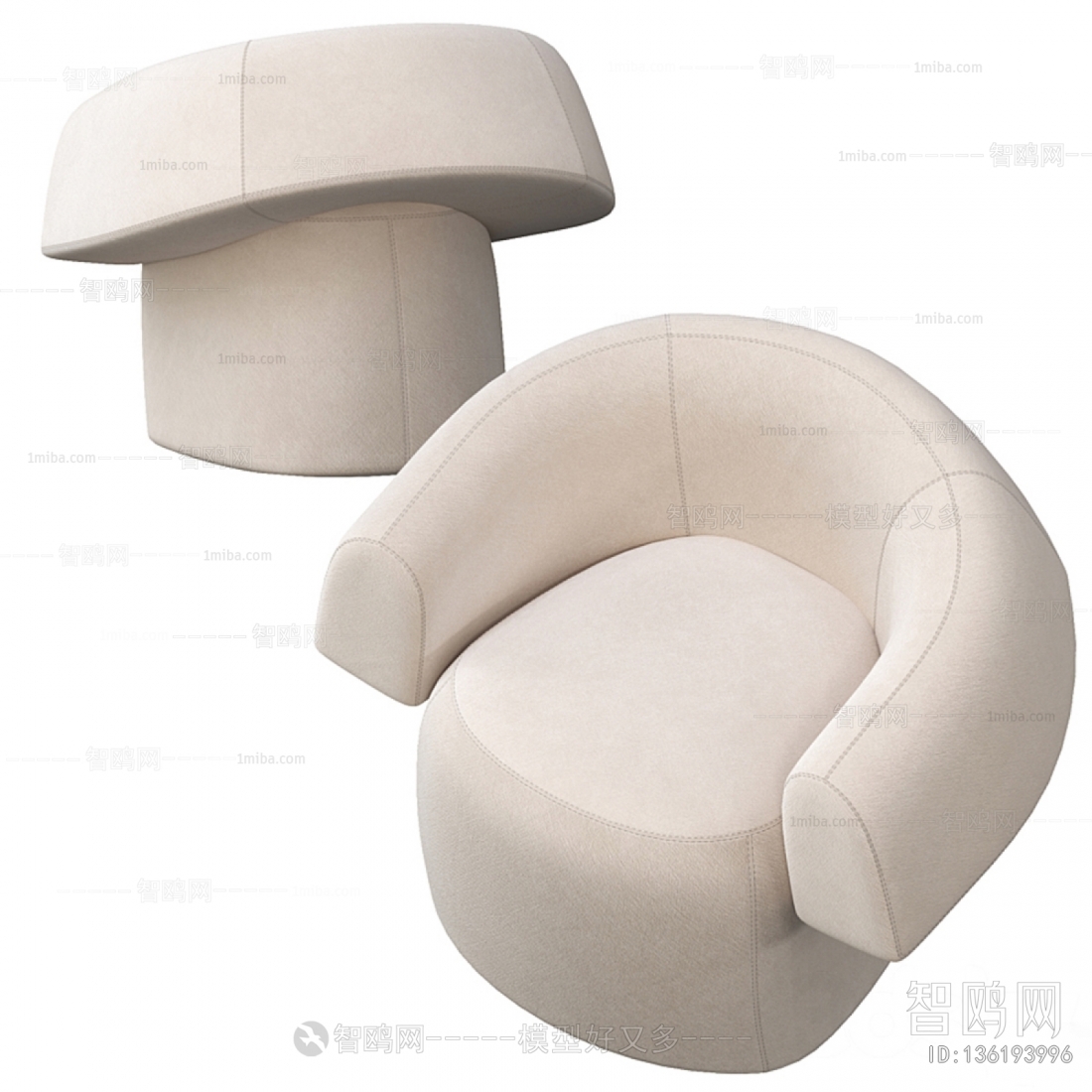 Modern Wabi-sabi Style Single Sofa