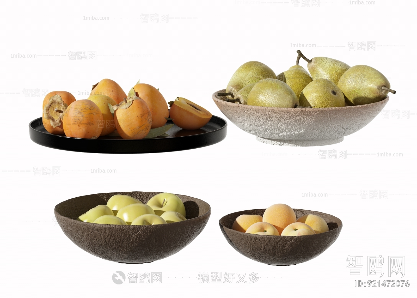 现代柿子 梨 水果果盘