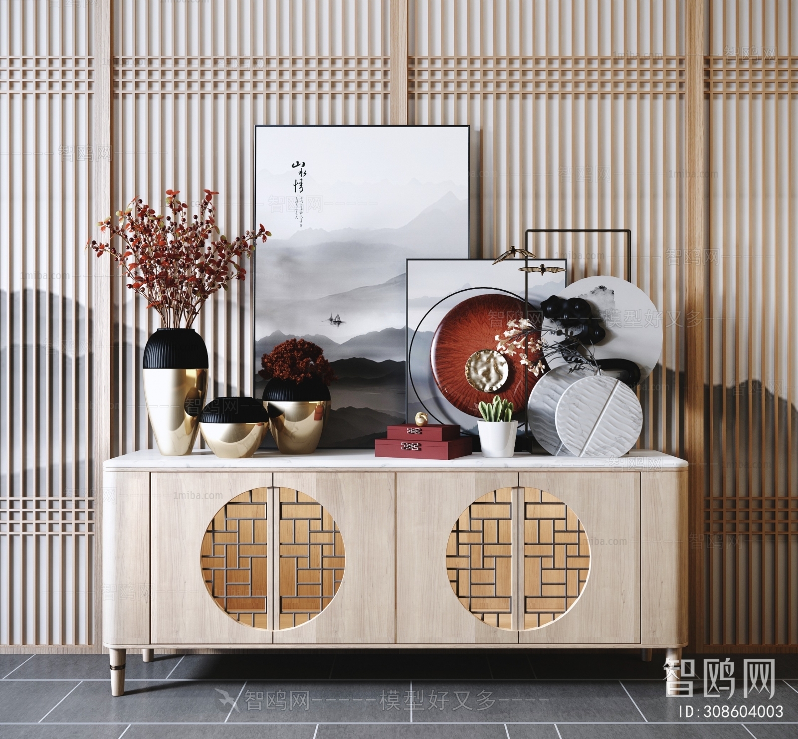 New Chinese Style Side Cabinet