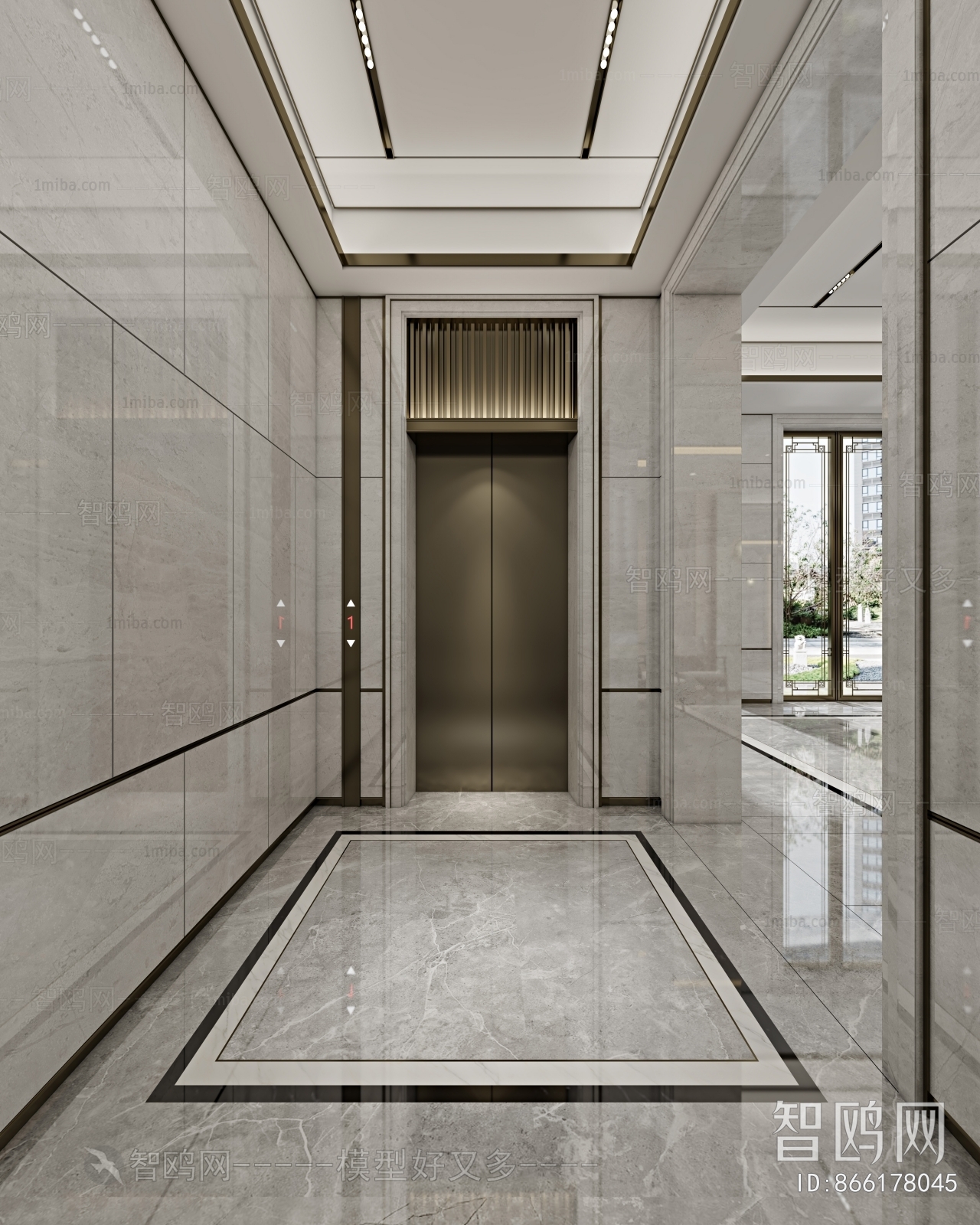 现代小区入户电梯间
