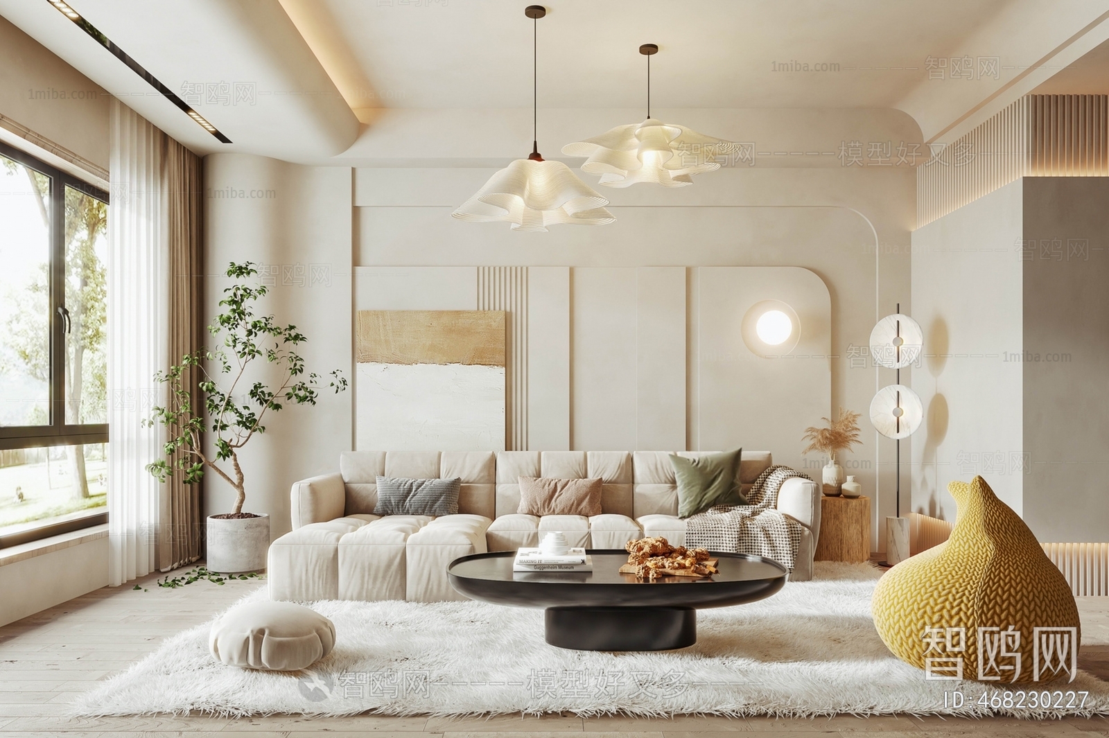 Modern Wabi-sabi Style A Living Room