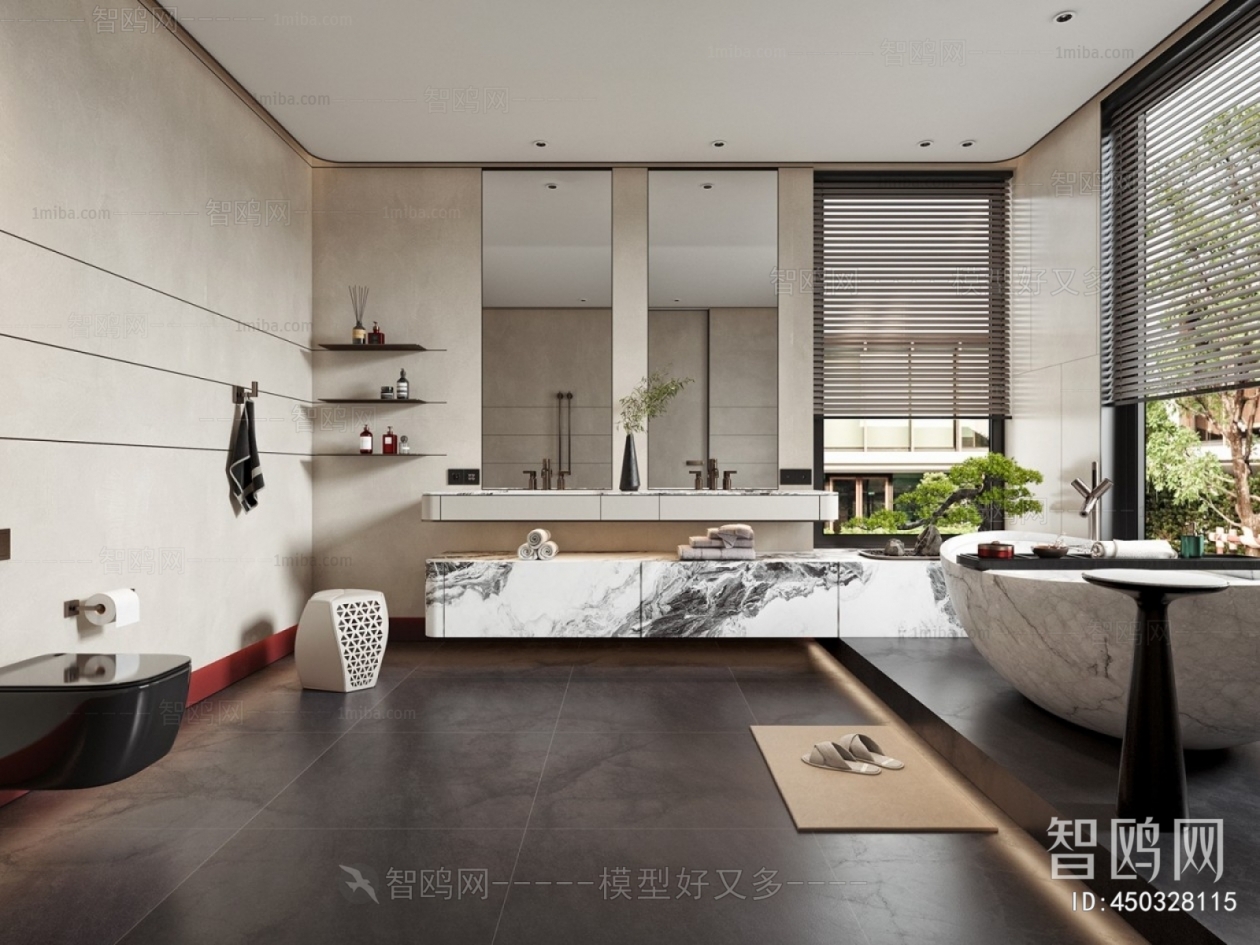 新中式卫生间浴室3D模型下载