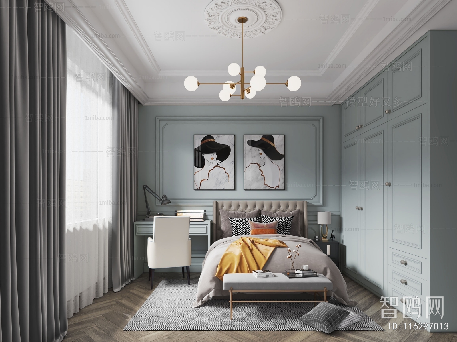 Simple European Style Bedroom