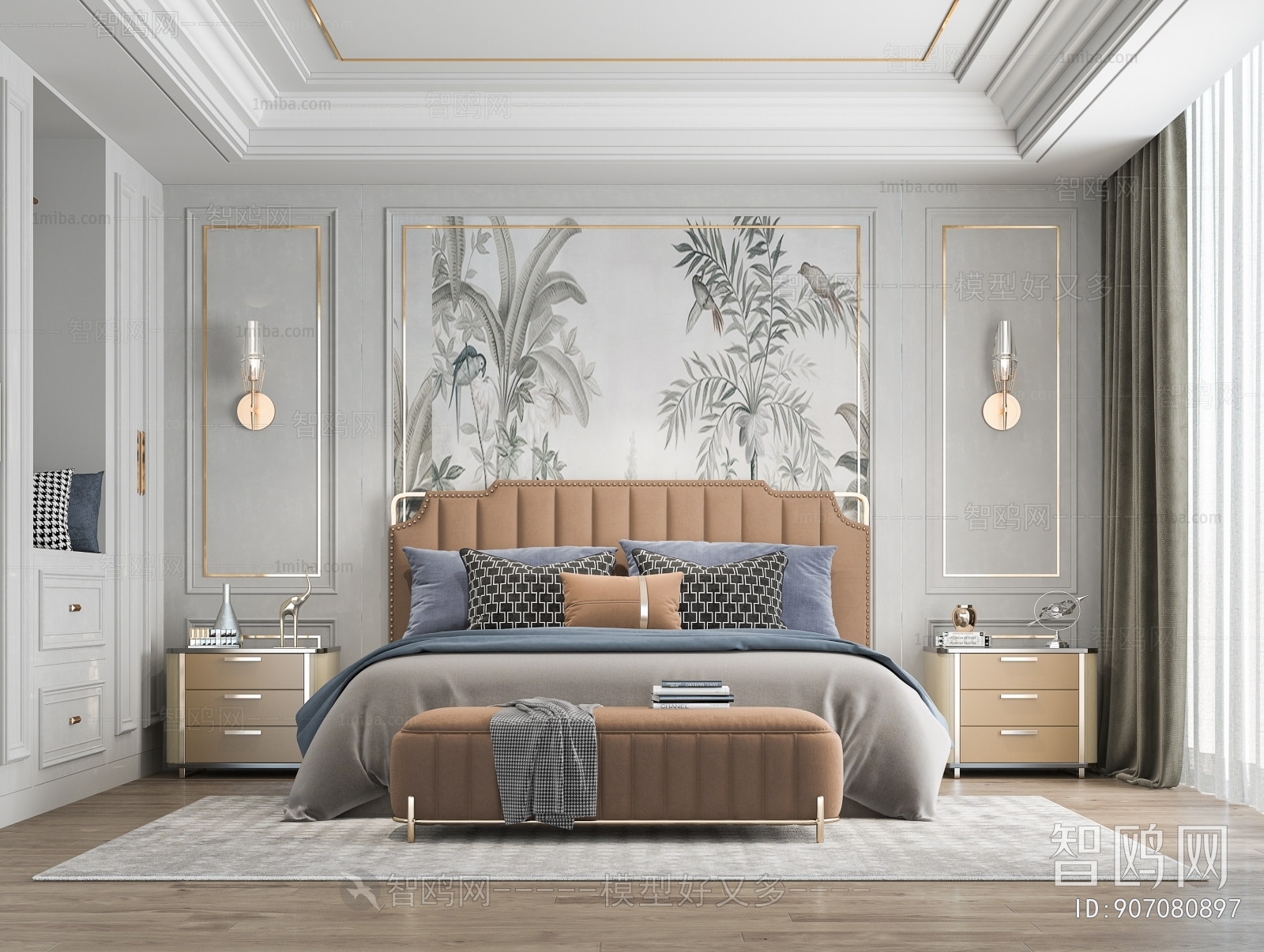 Simple European Style Bedroom