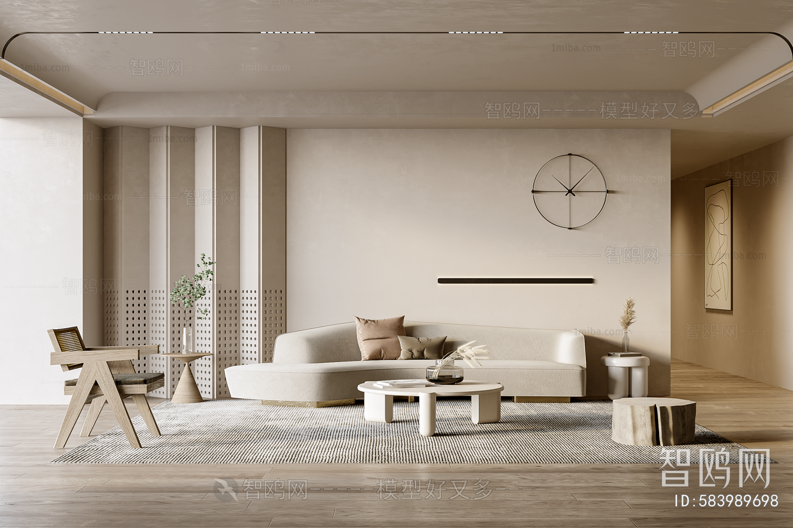 Modern Wabi-sabi Style A Living Room