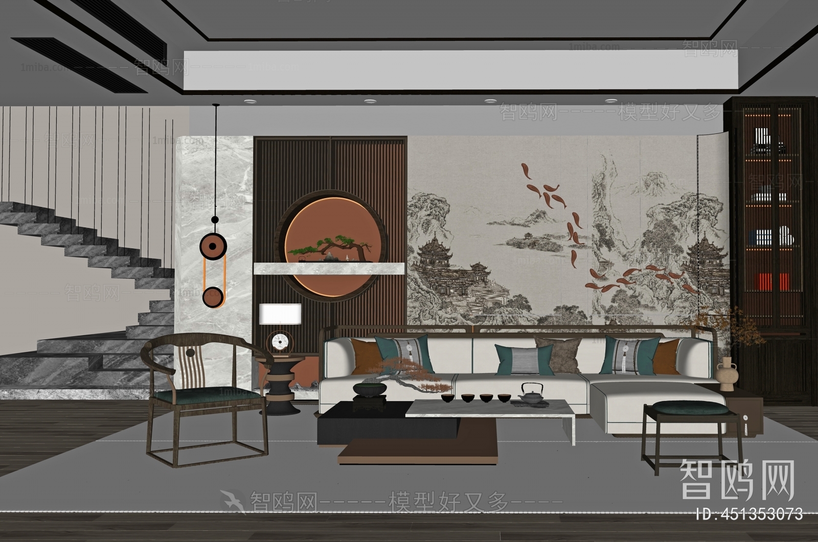 New Chinese Style A Living Room