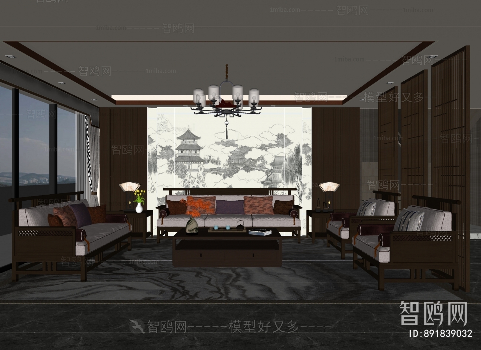 New Chinese Style A Living Room