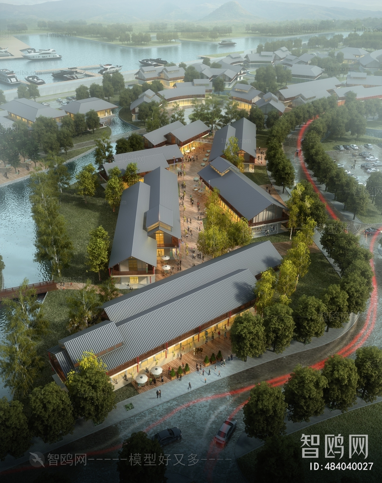 New Chinese Style Architectural Bird's-eye View Planning