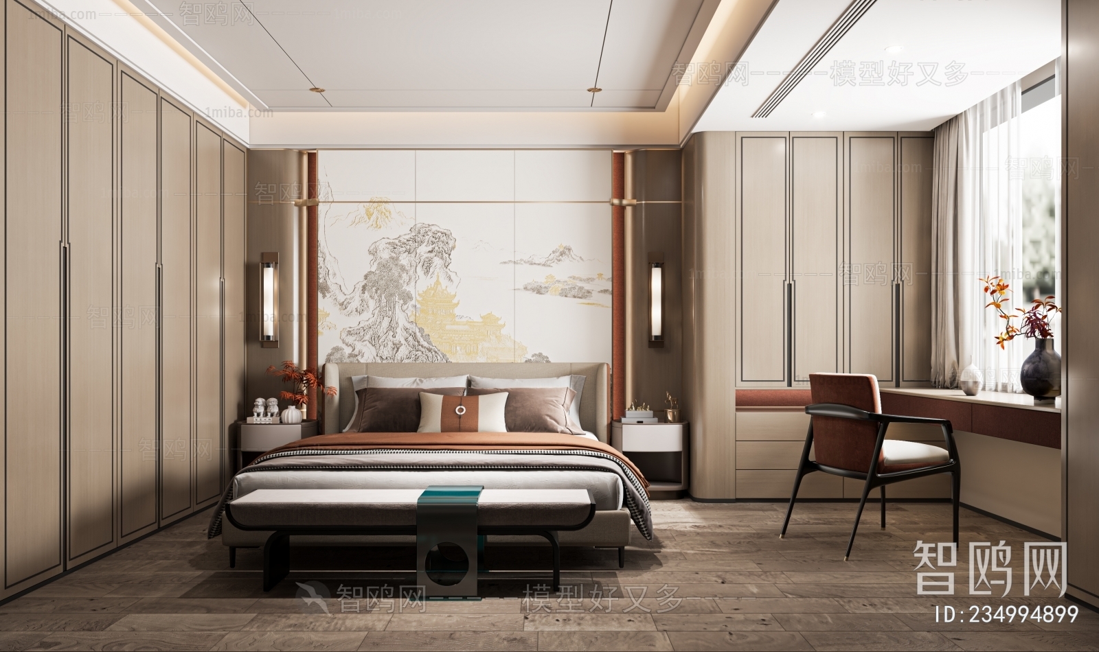 New Chinese Style Bedroom