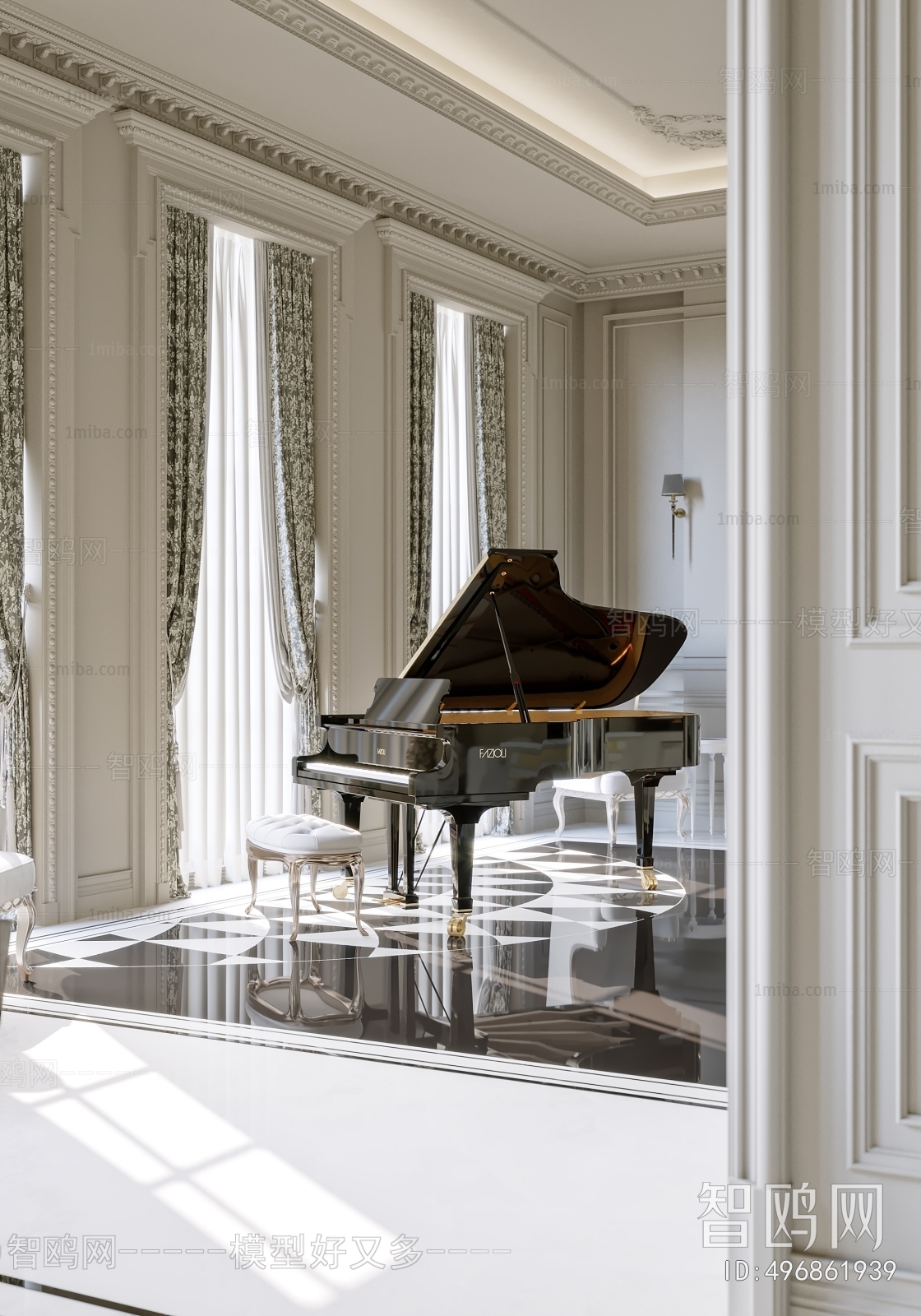 多场景-法式客厅+钢琴房