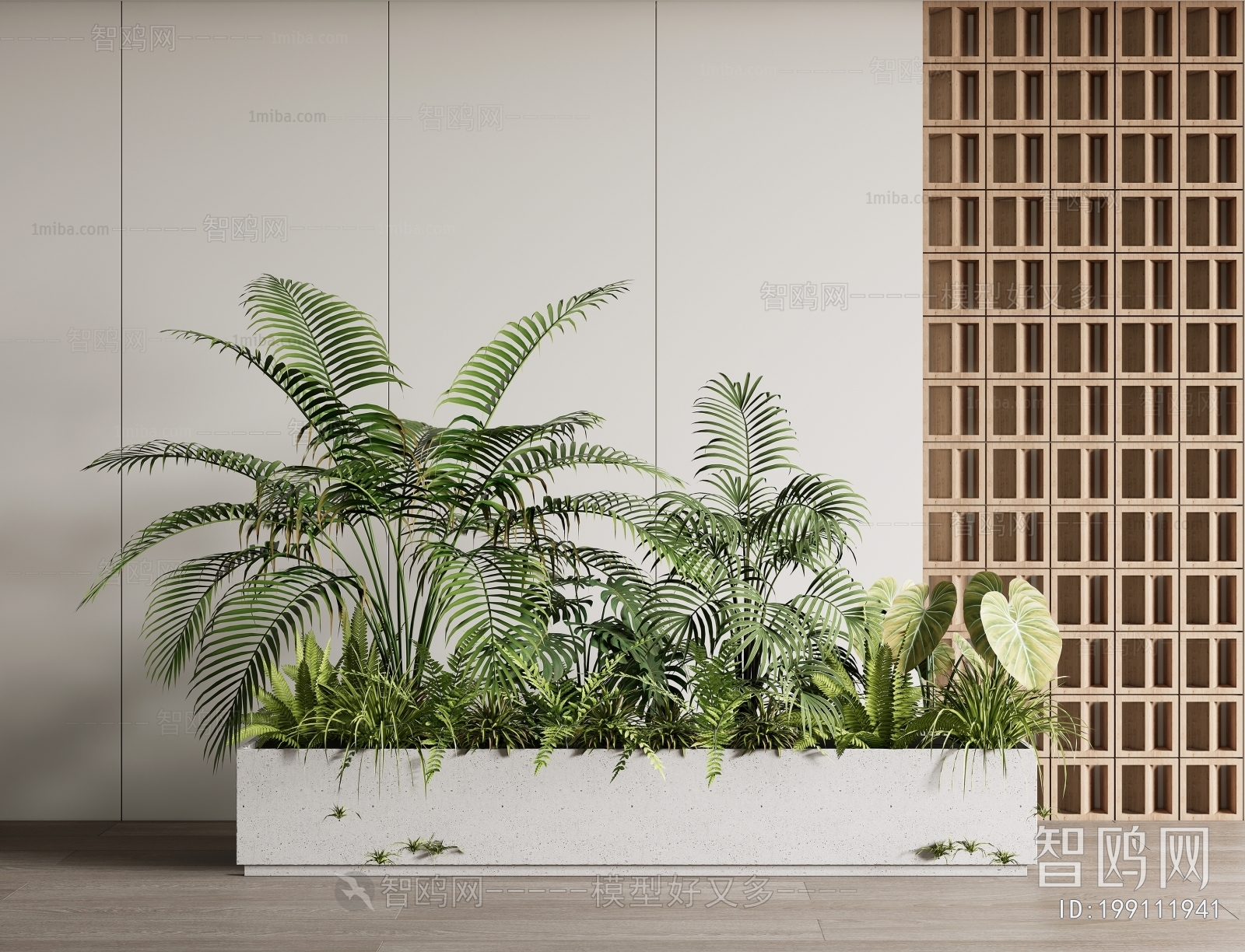 现代植物堆、花箱盆景
