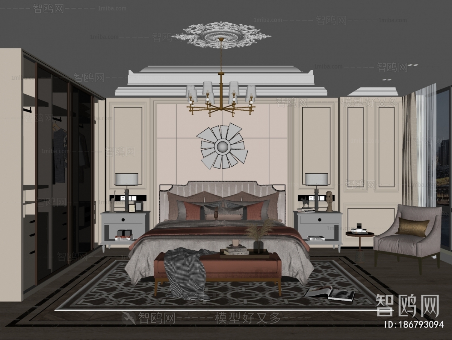 Simple European Style Bedroom