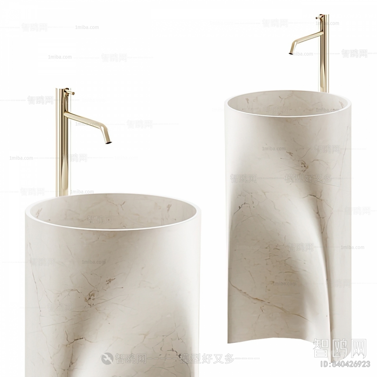 现代立柱式洗手盆