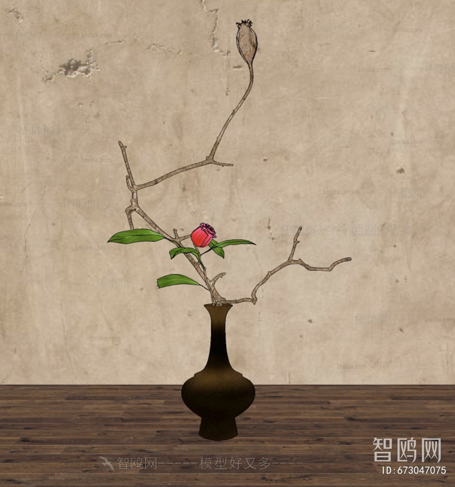 新中式花艺同，花瓶