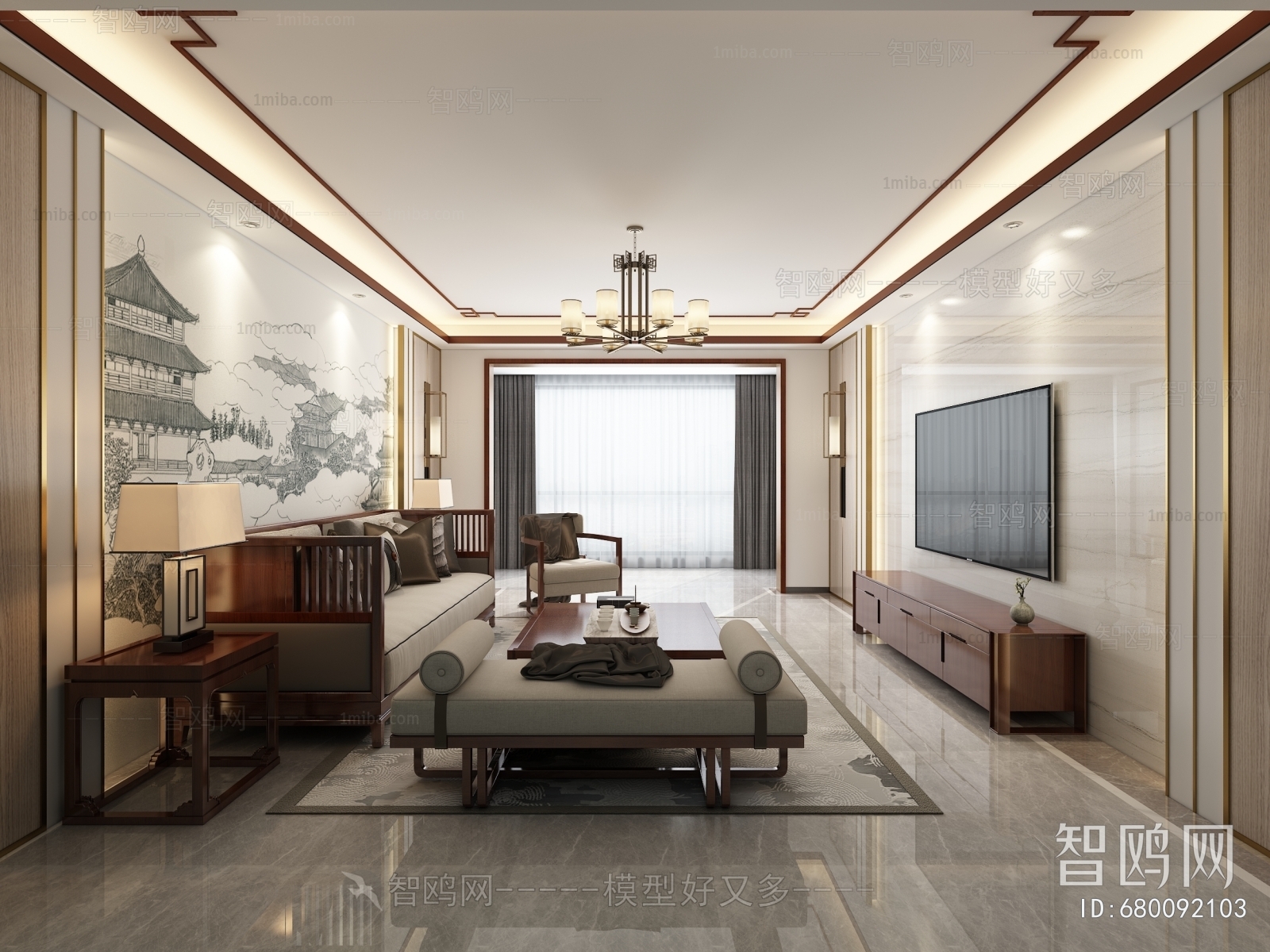 New Chinese Style A Living Room