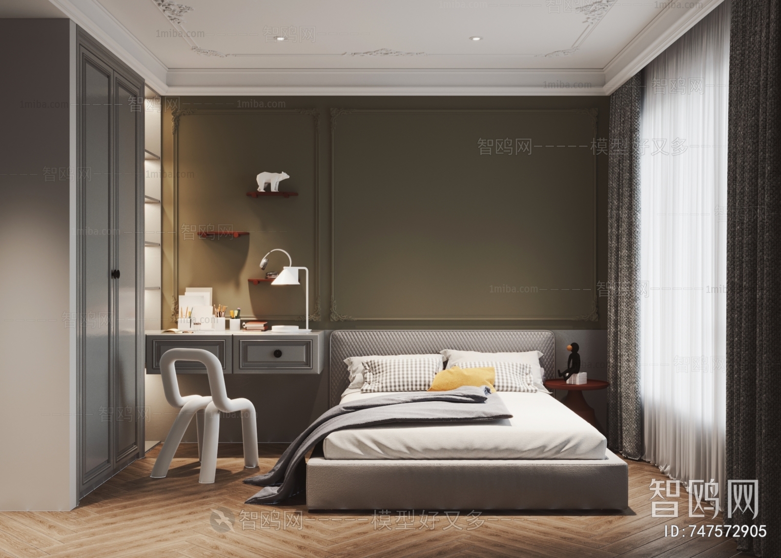 Simple European Style Bedroom