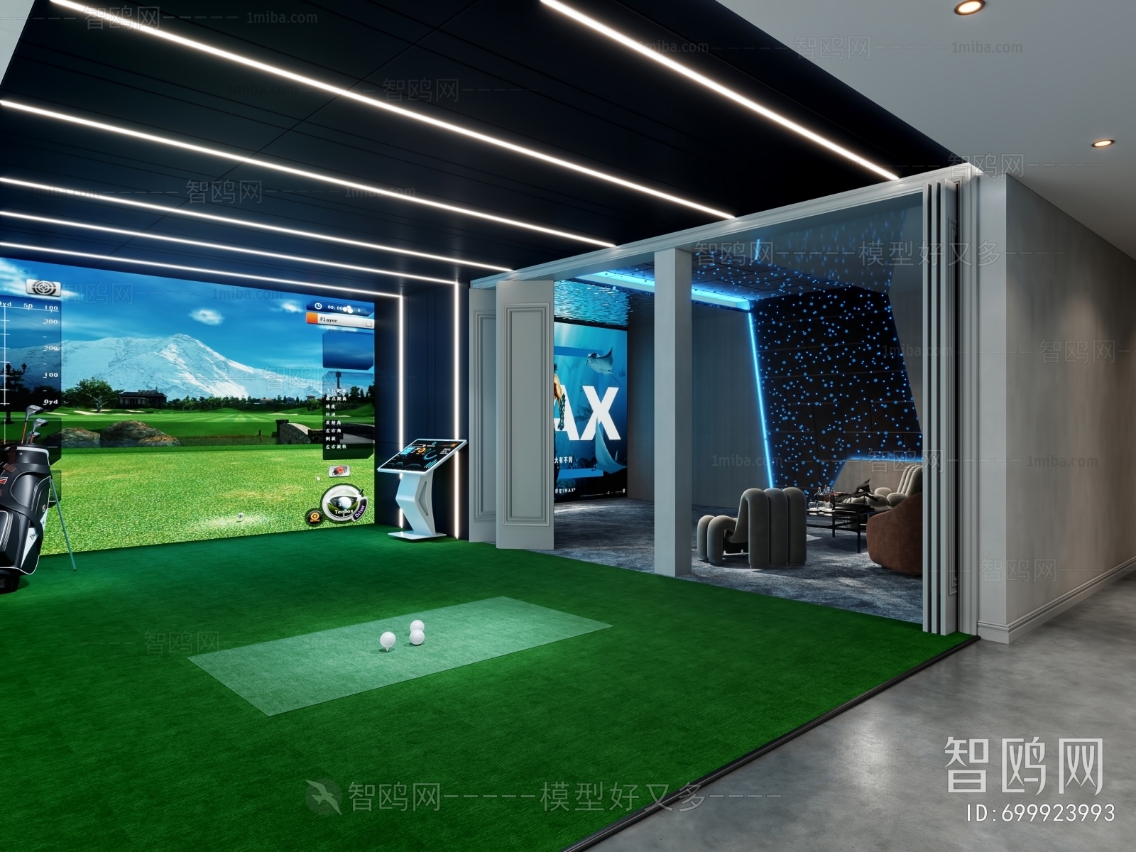 现代室内高尔夫球室
