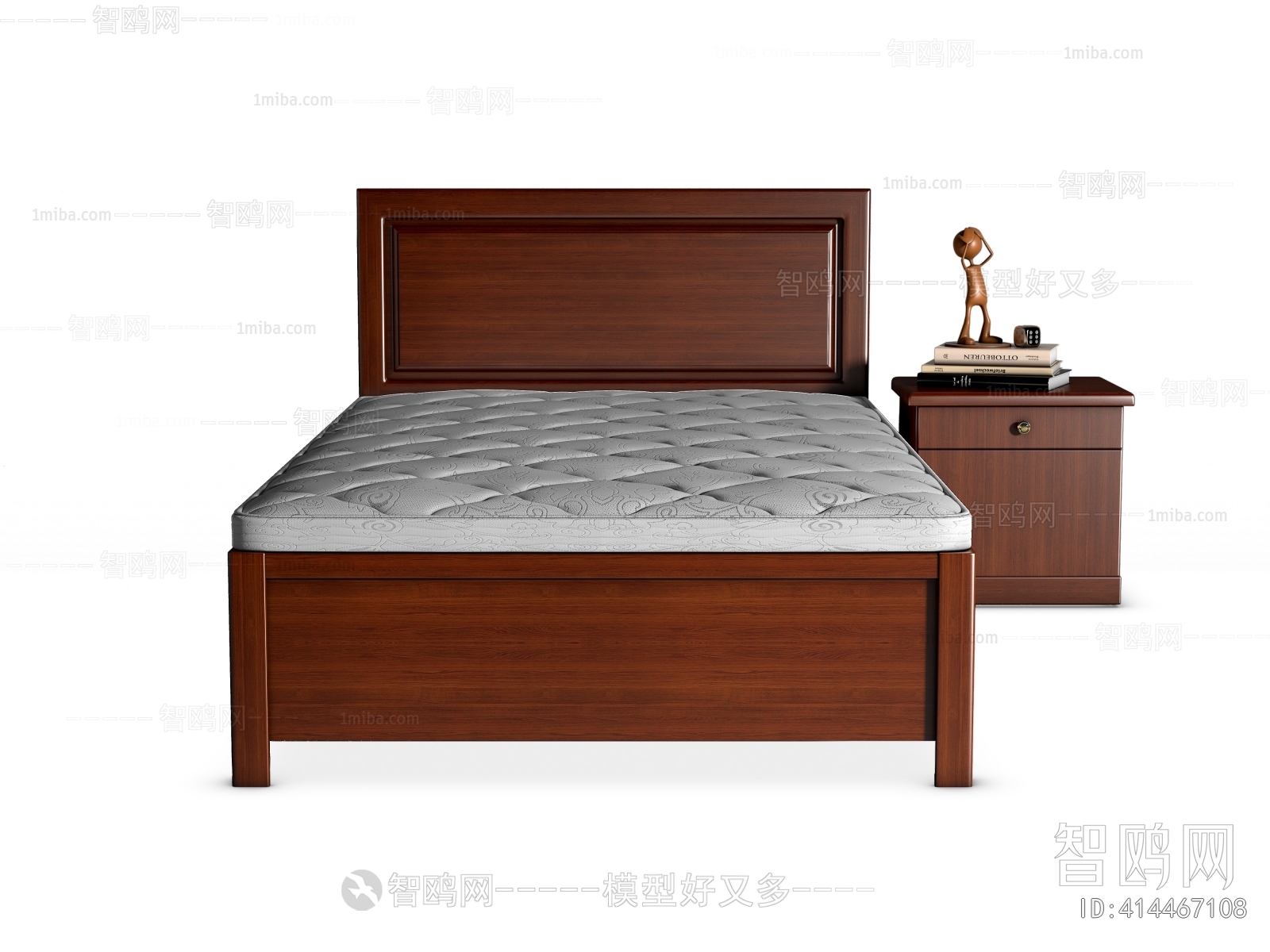 新中式实木单人床