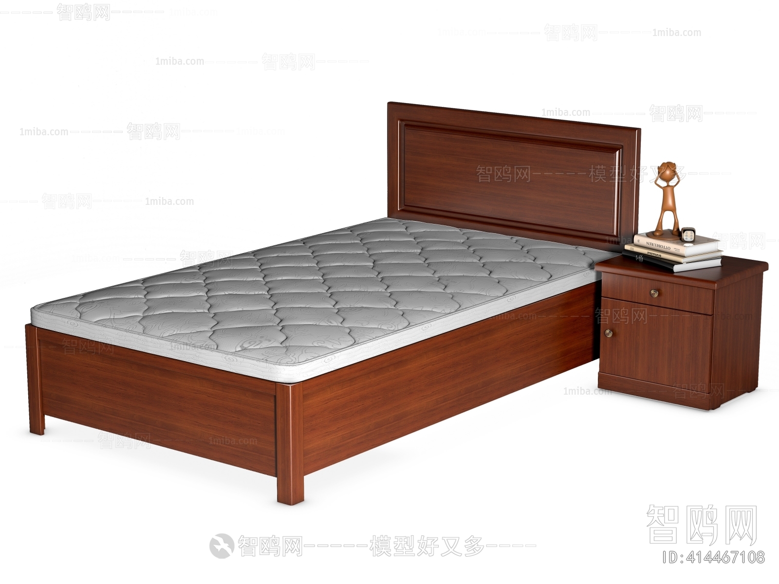 新中式实木单人床