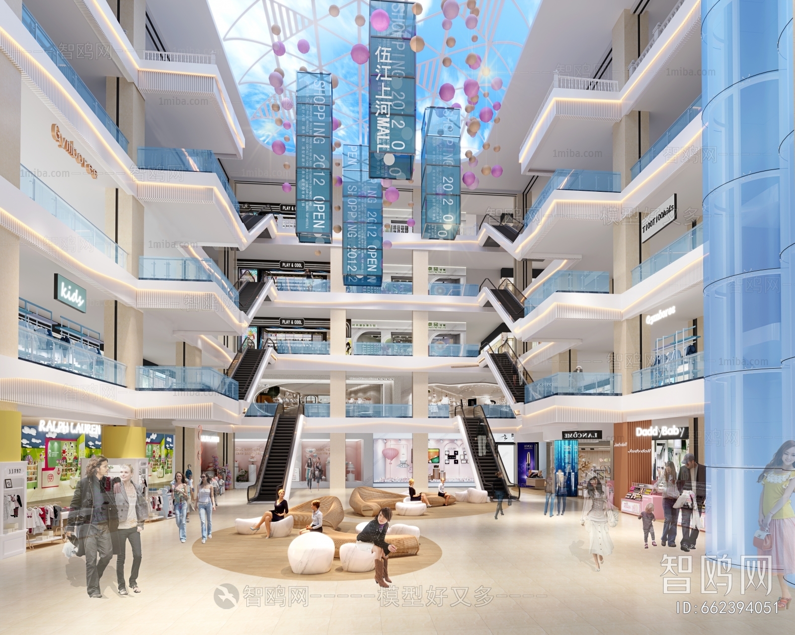 现代商场大厅3D模型下载